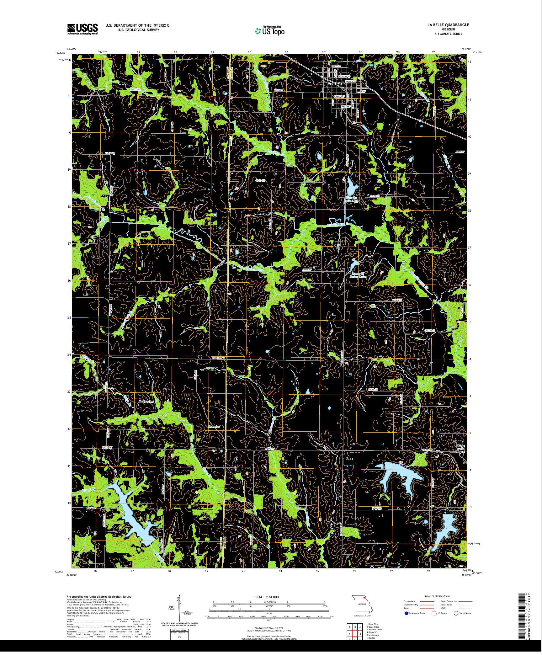 USGS US TOPO 7.5-MINUTE MAP FOR LA BELLE, MO 2021