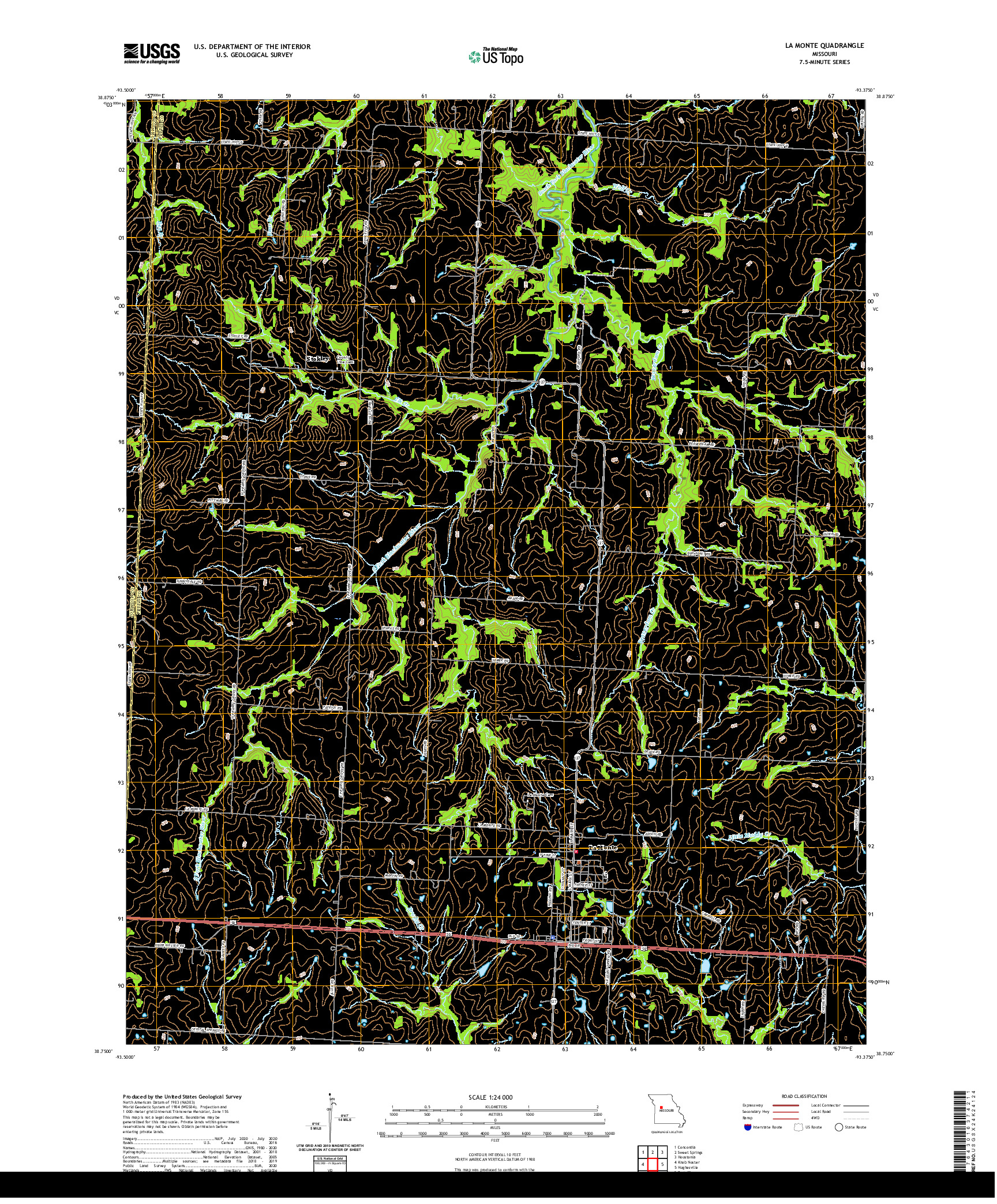 USGS US TOPO 7.5-MINUTE MAP FOR LA MONTE, MO 2021