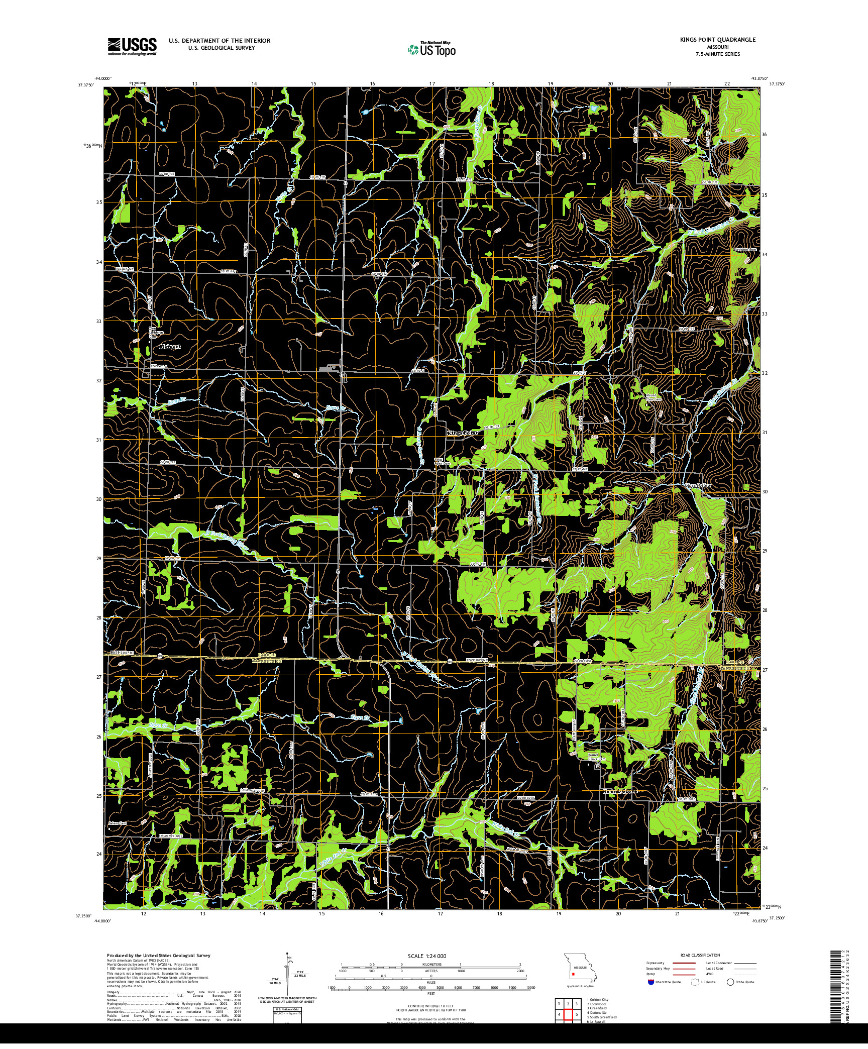 USGS US TOPO 7.5-MINUTE MAP FOR KINGS POINT, MO 2021