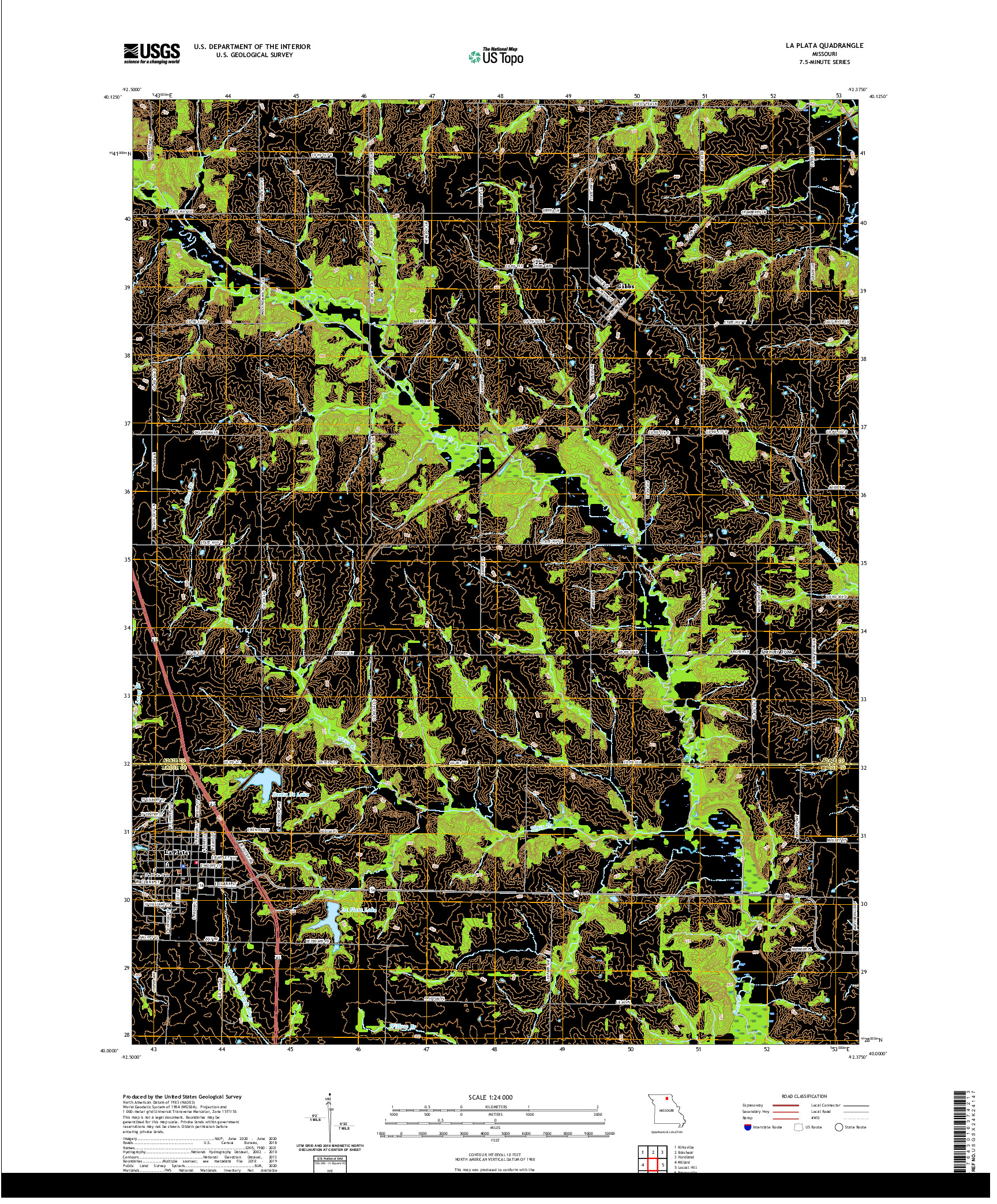 USGS US TOPO 7.5-MINUTE MAP FOR LA PLATA, MO 2021