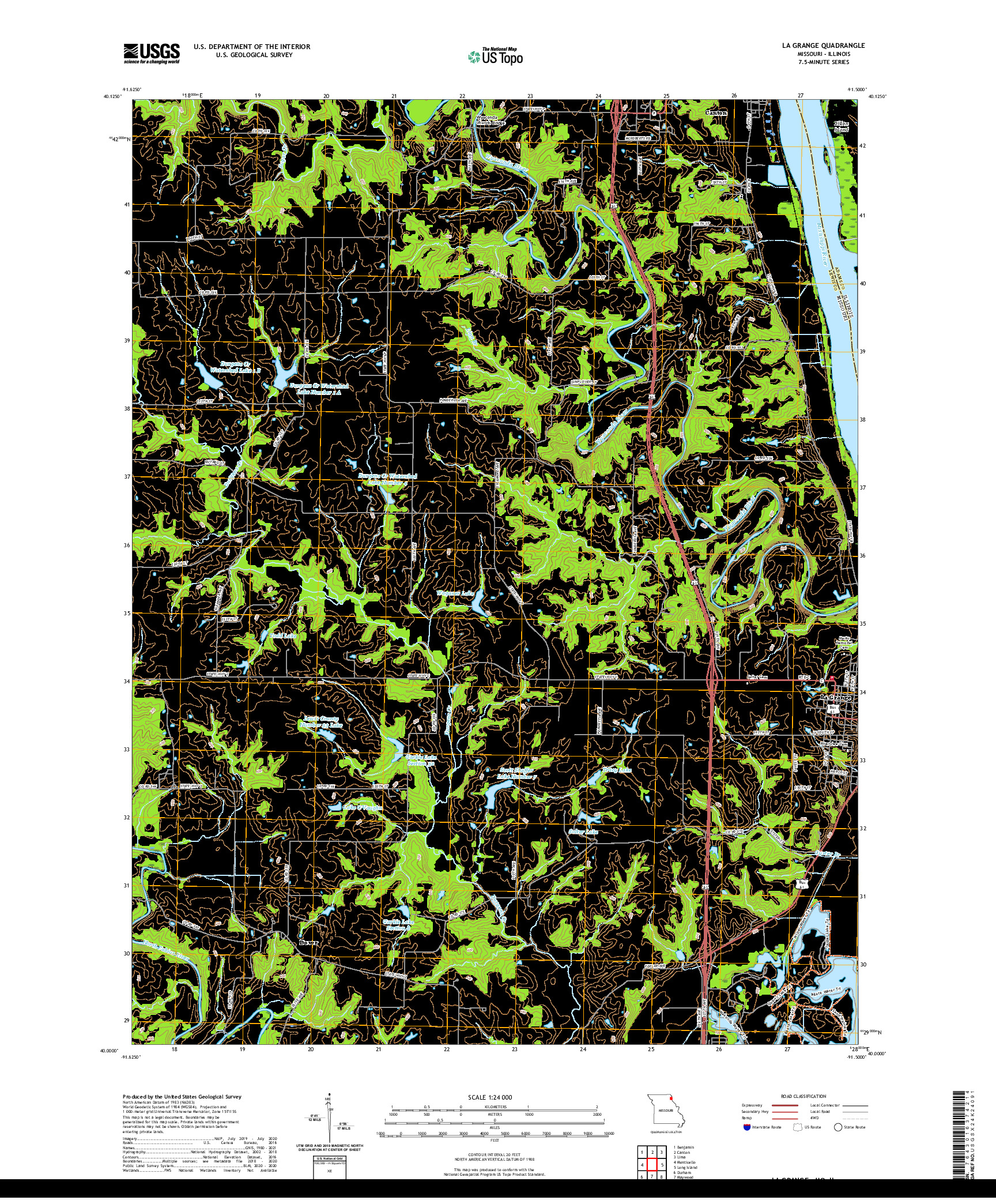 USGS US TOPO 7.5-MINUTE MAP FOR LA GRANGE, MO,IL 2021
