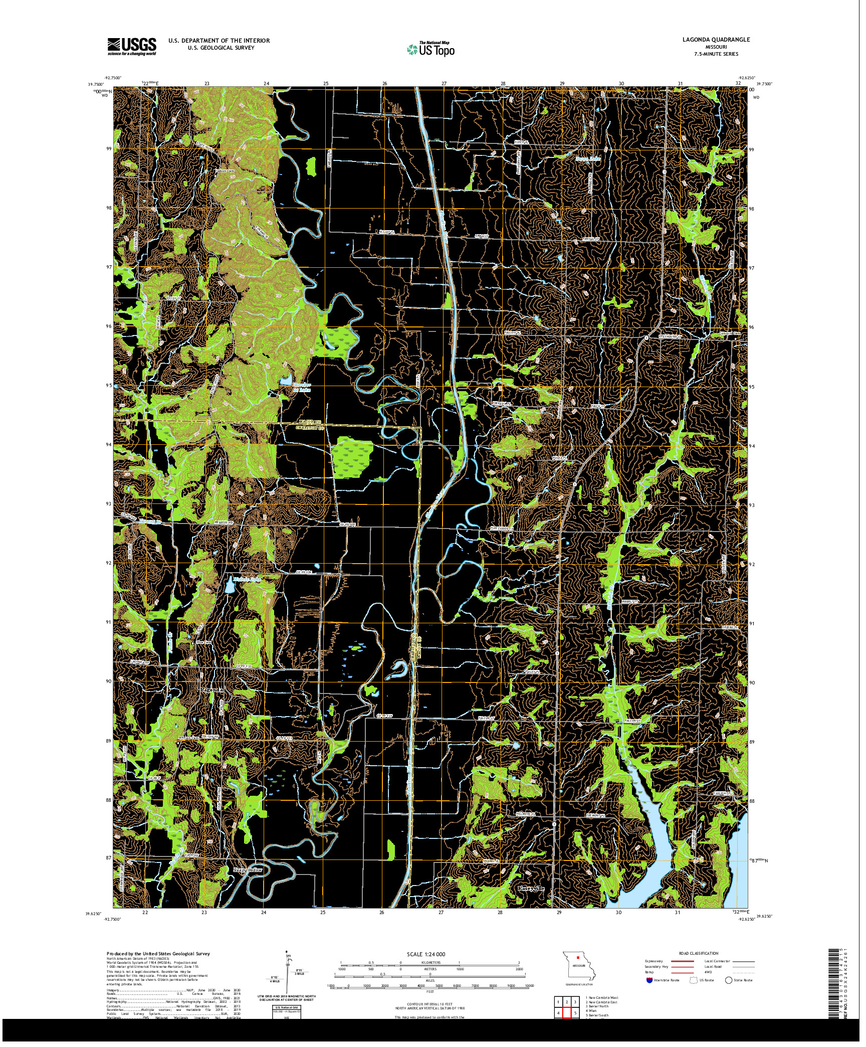 USGS US TOPO 7.5-MINUTE MAP FOR LAGONDA, MO 2021