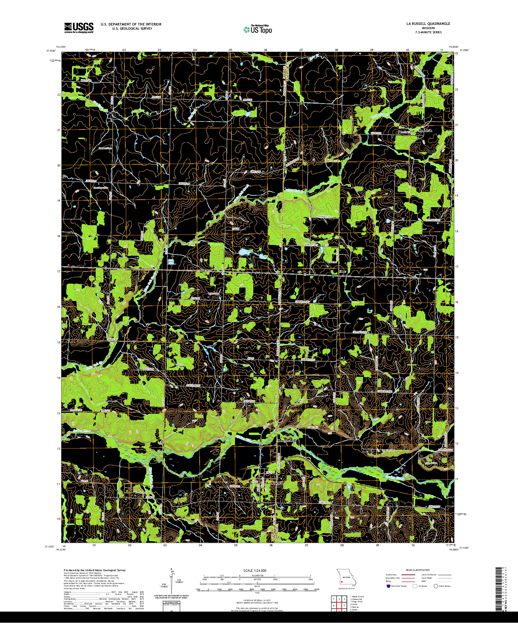 USGS US TOPO 7.5-MINUTE MAP FOR LA RUSSELL, MO 2021