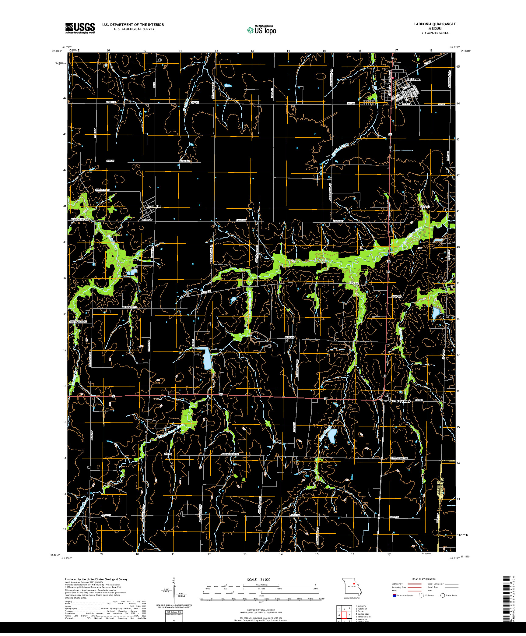USGS US TOPO 7.5-MINUTE MAP FOR LADDONIA, MO 2021