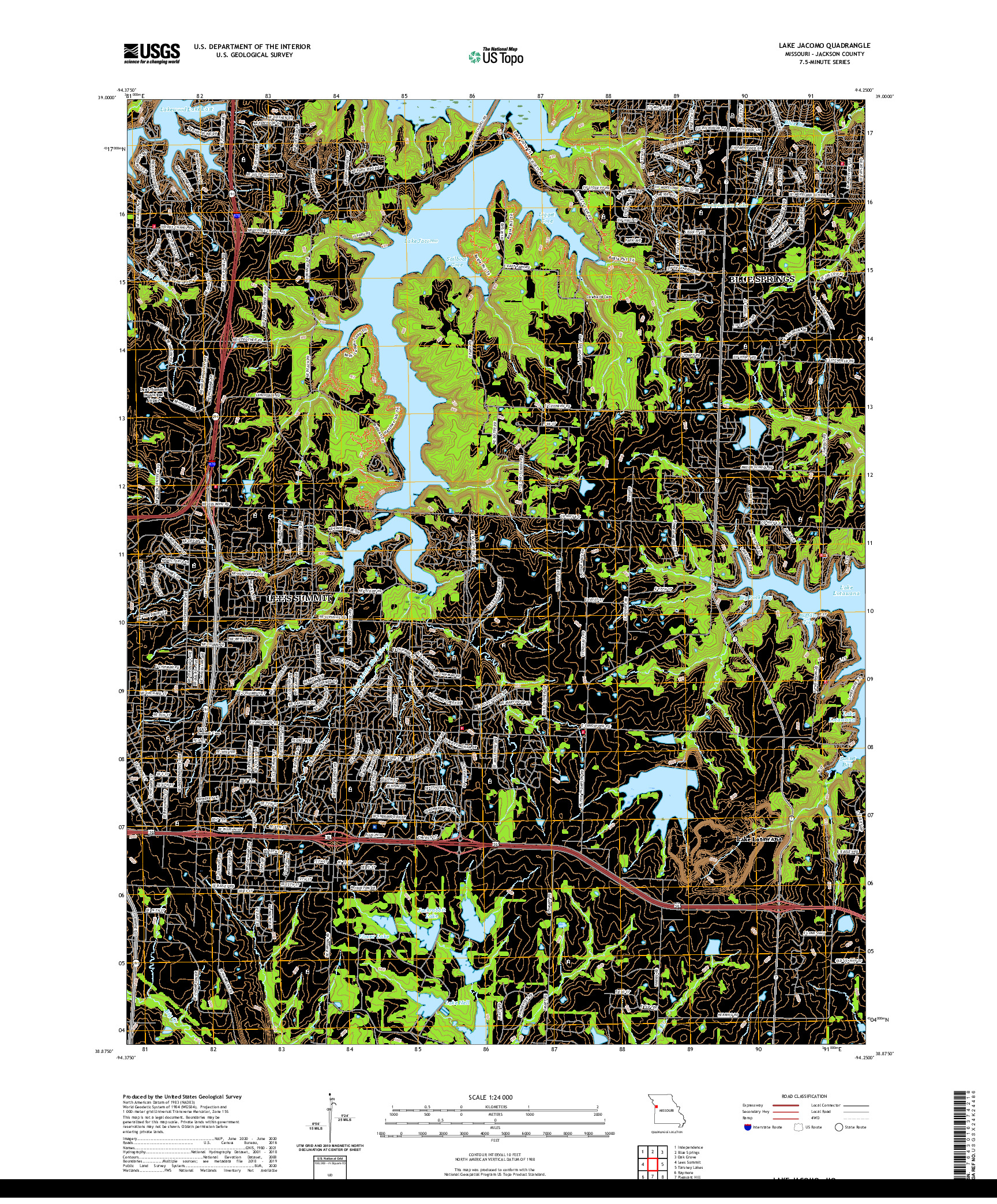 USGS US TOPO 7.5-MINUTE MAP FOR LAKE JACOMO, MO 2021