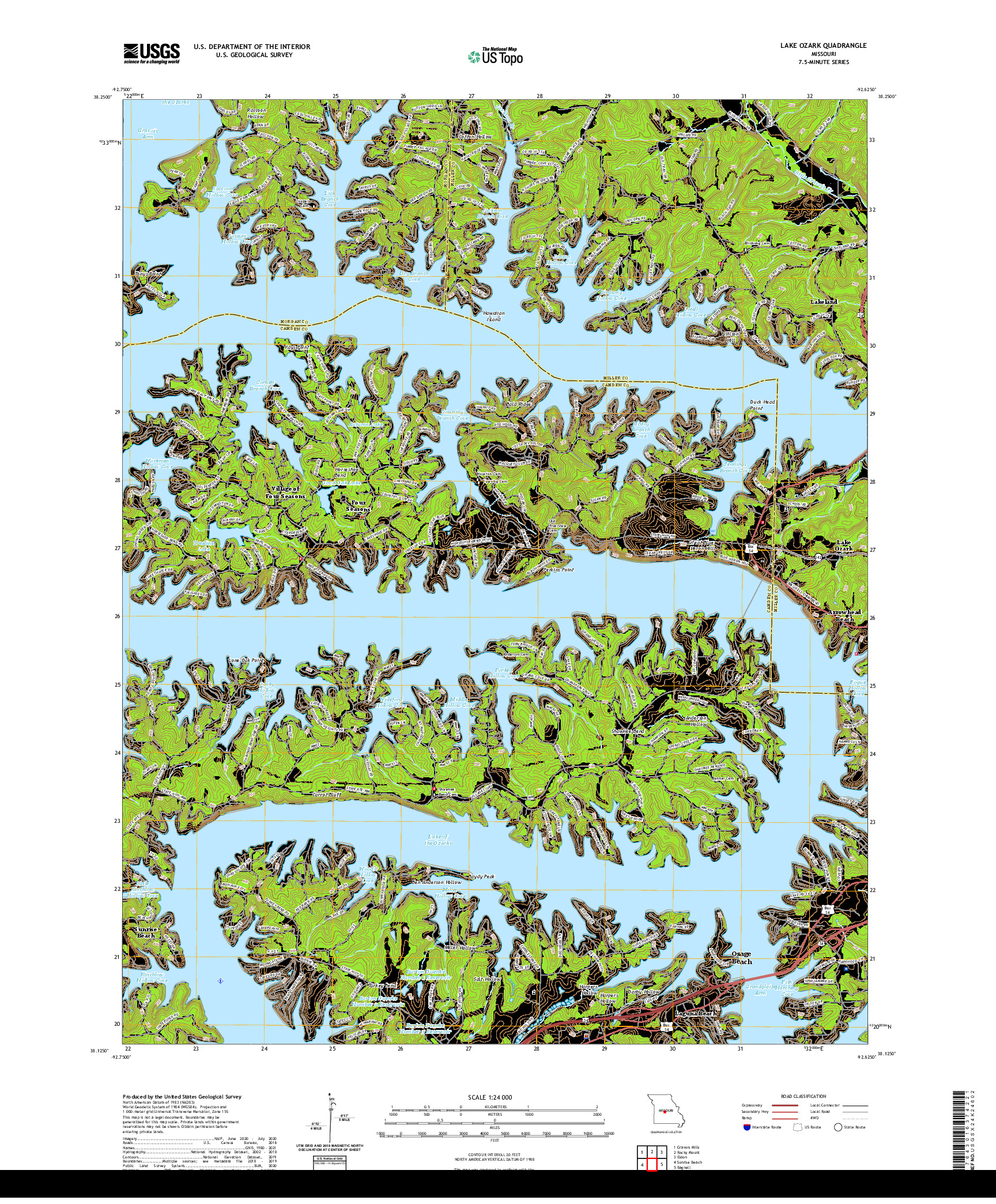 USGS US TOPO 7.5-MINUTE MAP FOR LAKE OZARK, MO 2021