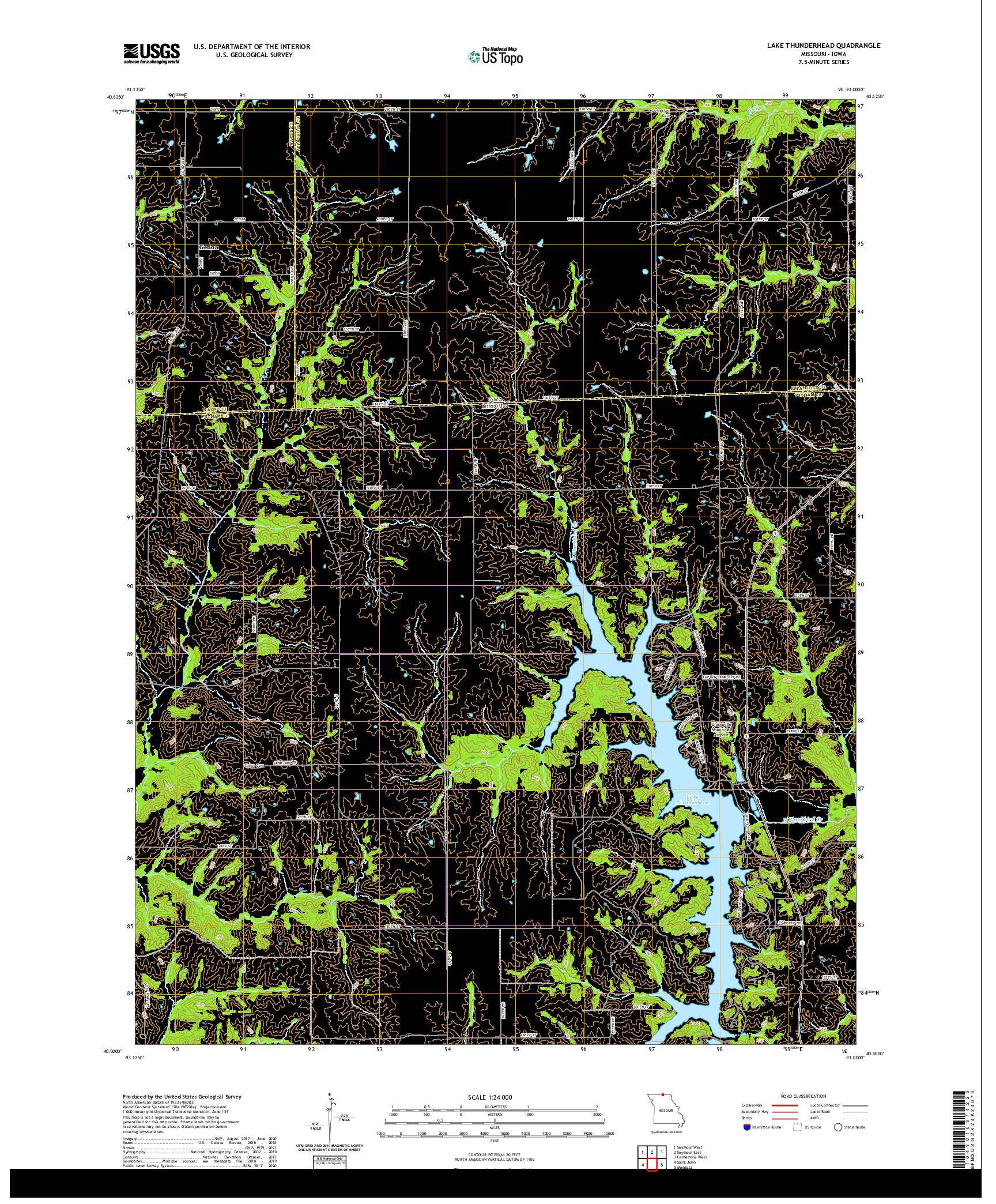 USGS US TOPO 7.5-MINUTE MAP FOR LAKE THUNDERHEAD, MO,IA 2021