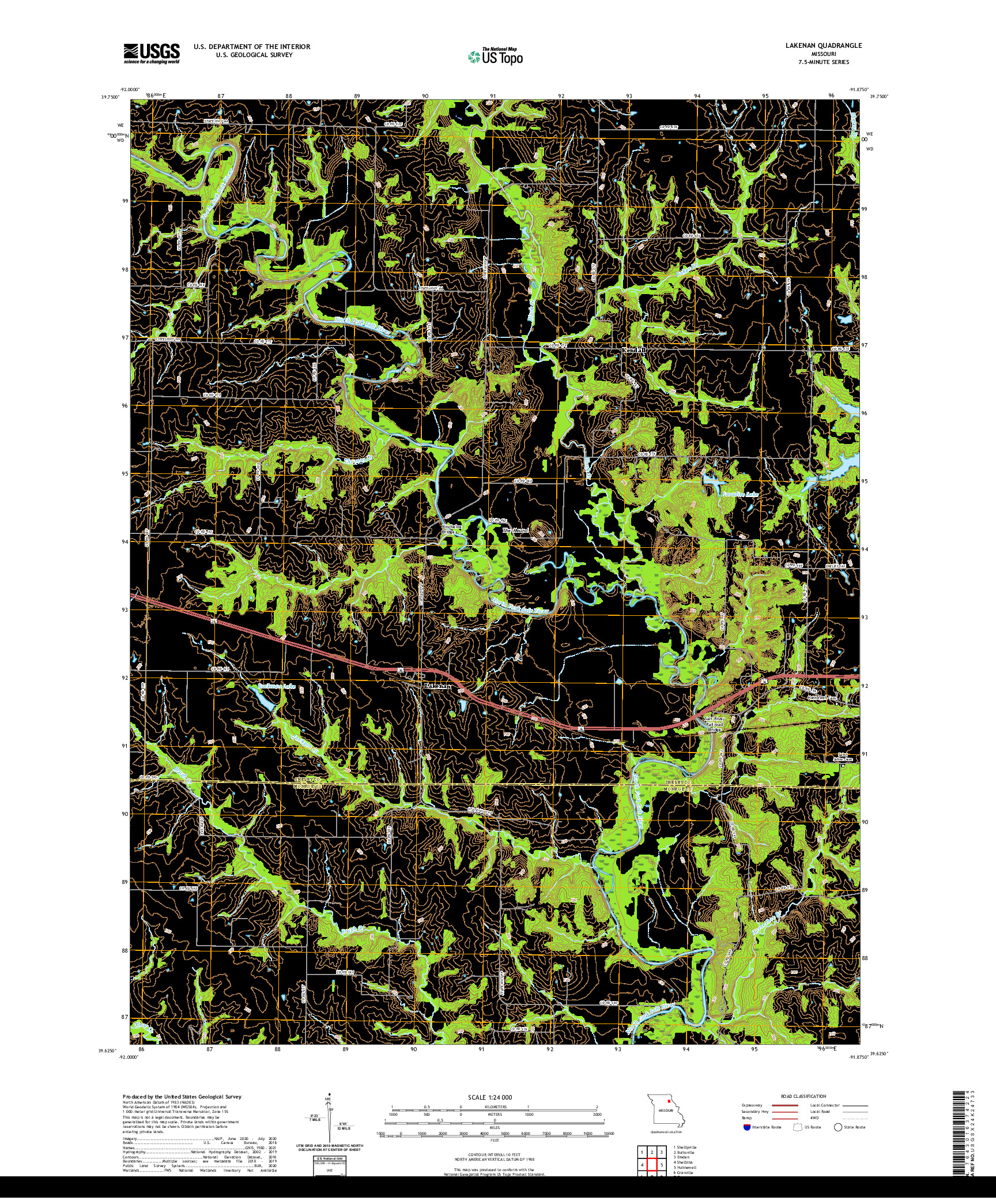 USGS US TOPO 7.5-MINUTE MAP FOR LAKENAN, MO 2021