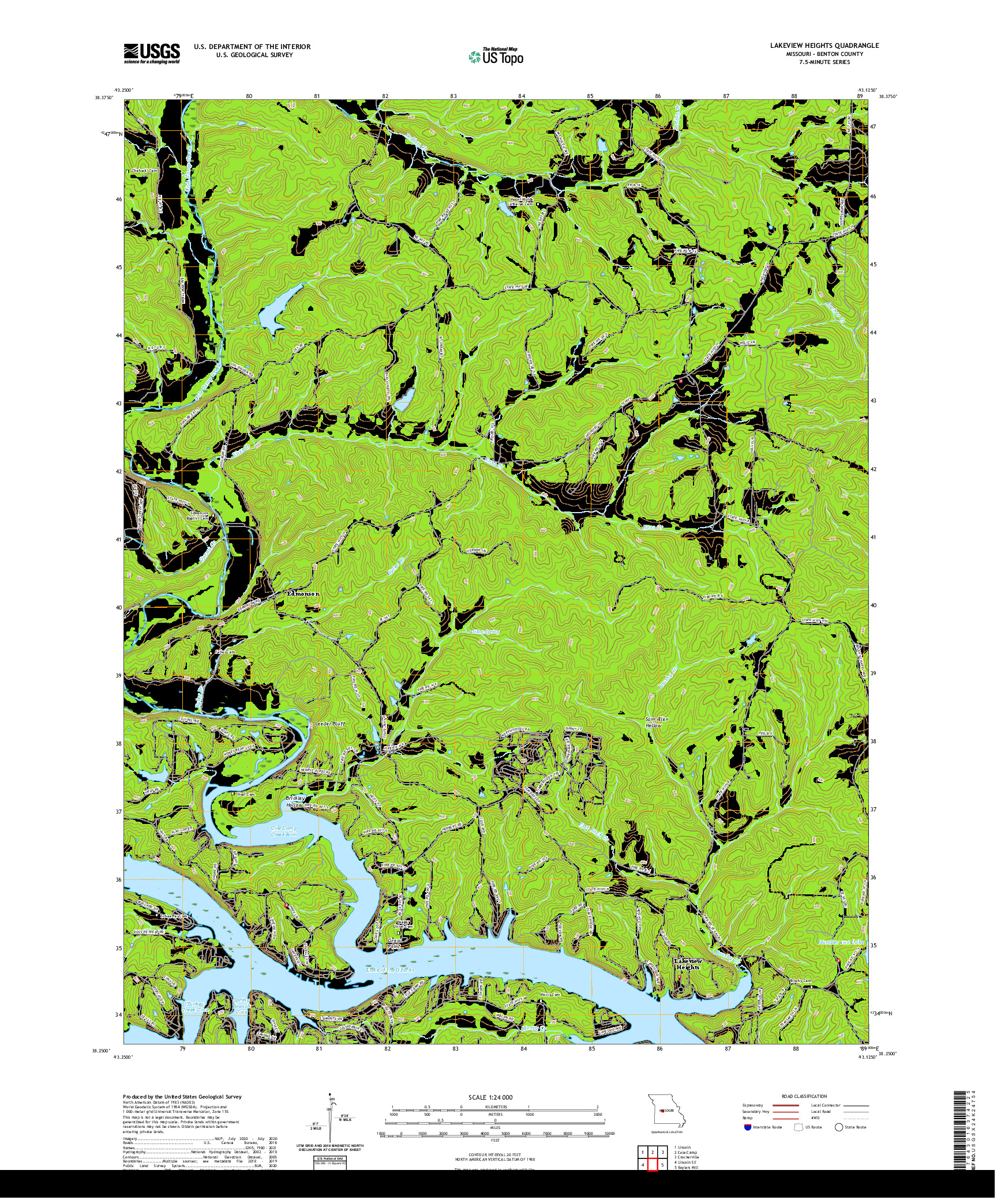 USGS US TOPO 7.5-MINUTE MAP FOR LAKEVIEW HEIGHTS, MO 2021