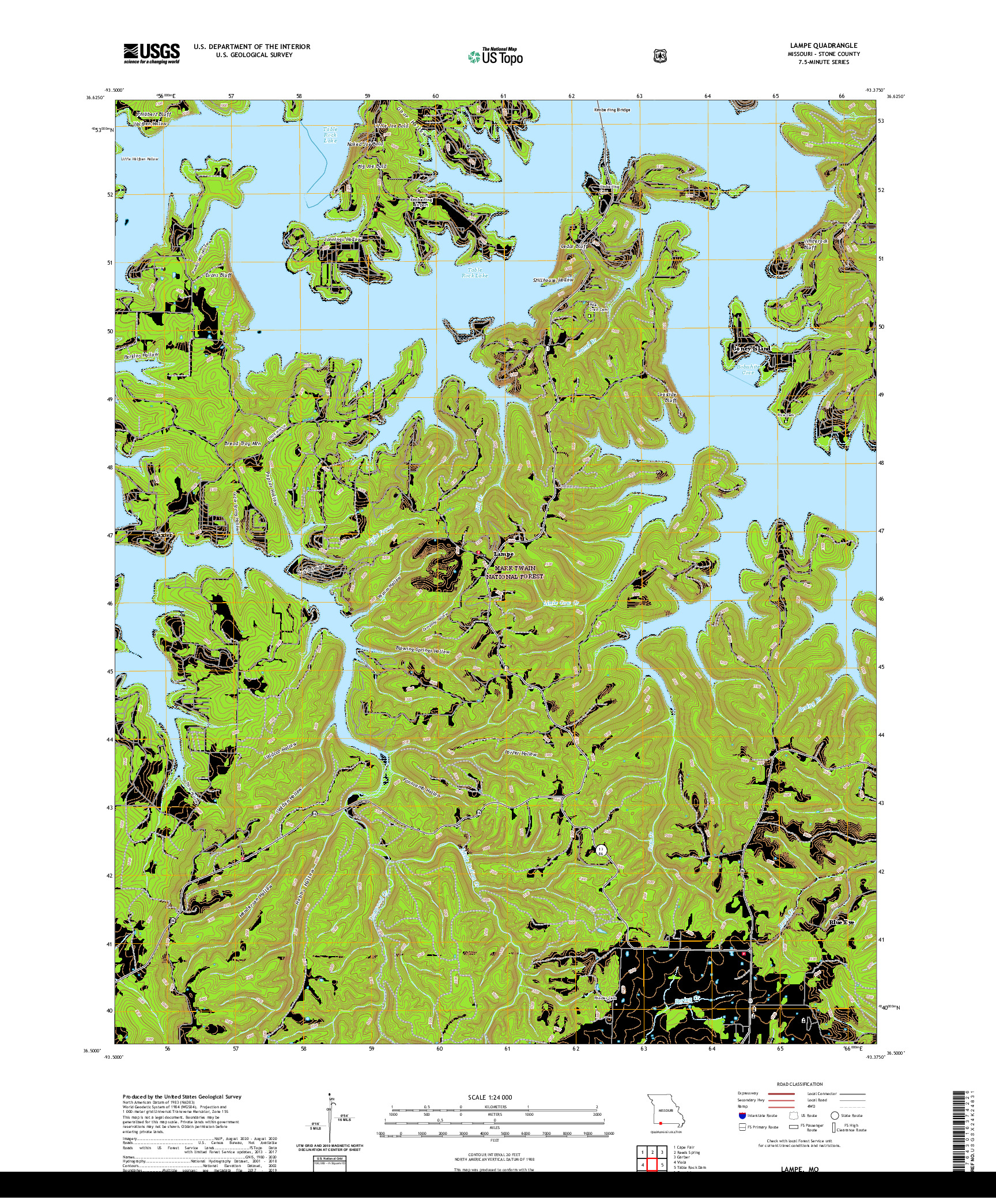 USGS US TOPO 7.5-MINUTE MAP FOR LAMPE, MO 2021