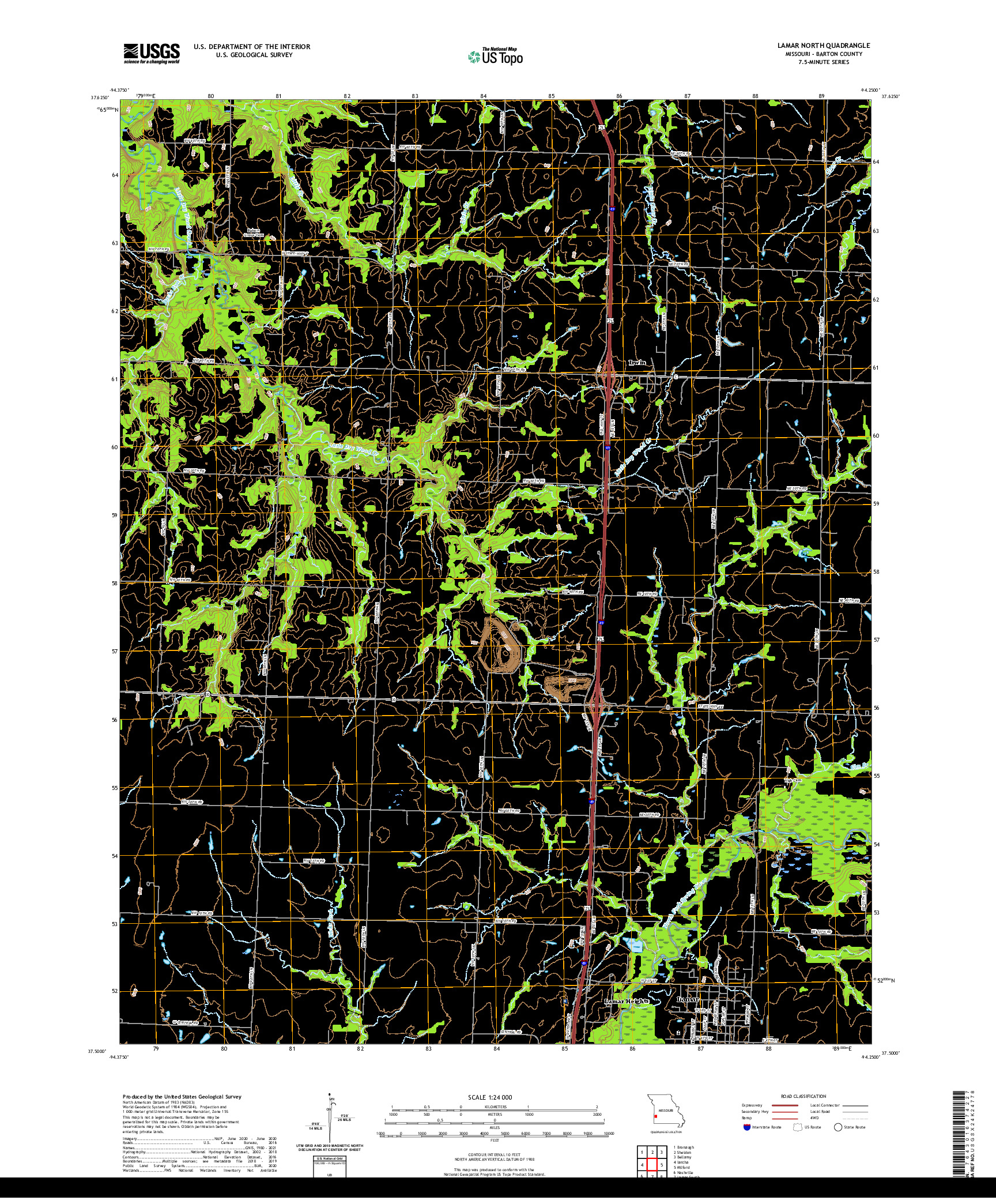 USGS US TOPO 7.5-MINUTE MAP FOR LAMAR NORTH, MO 2021