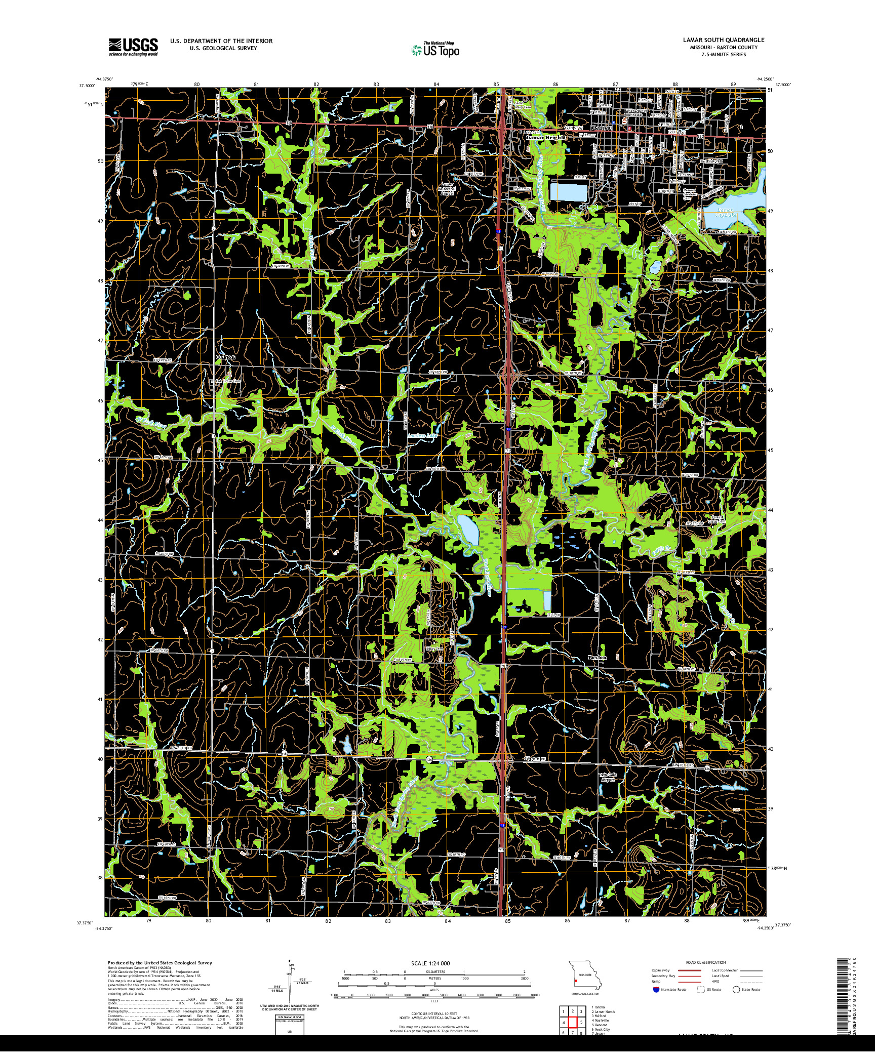 USGS US TOPO 7.5-MINUTE MAP FOR LAMAR SOUTH, MO 2021