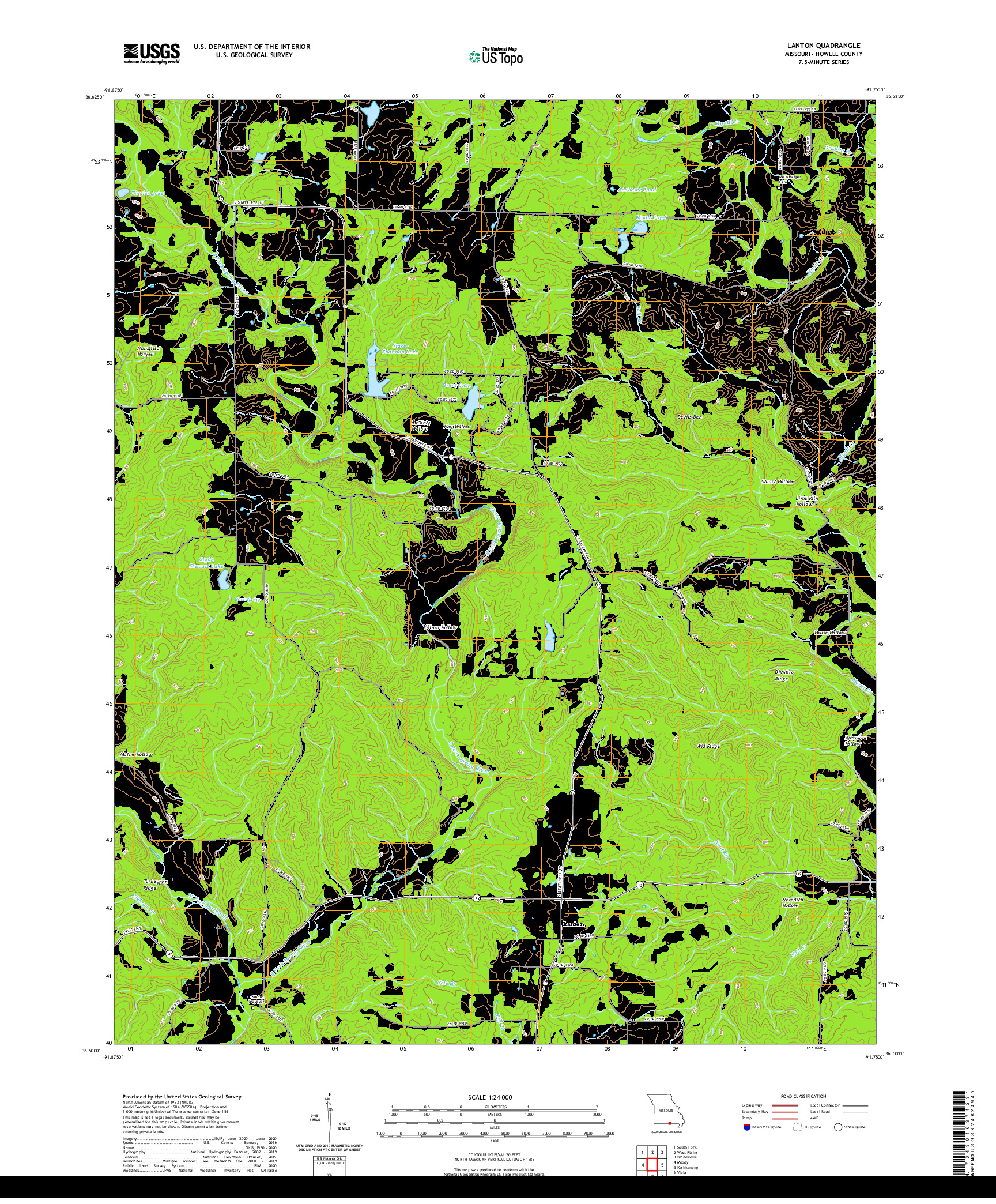 USGS US TOPO 7.5-MINUTE MAP FOR LANTON, MO 2021