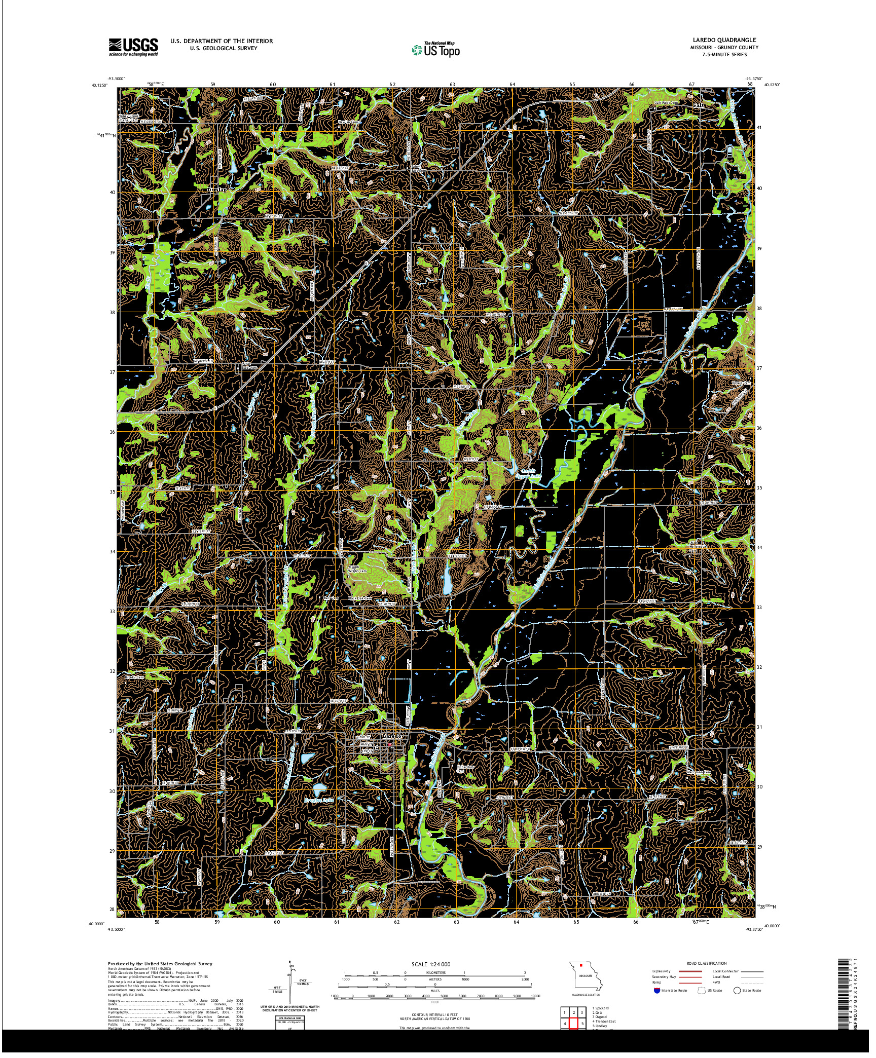 USGS US TOPO 7.5-MINUTE MAP FOR LAREDO, MO 2021