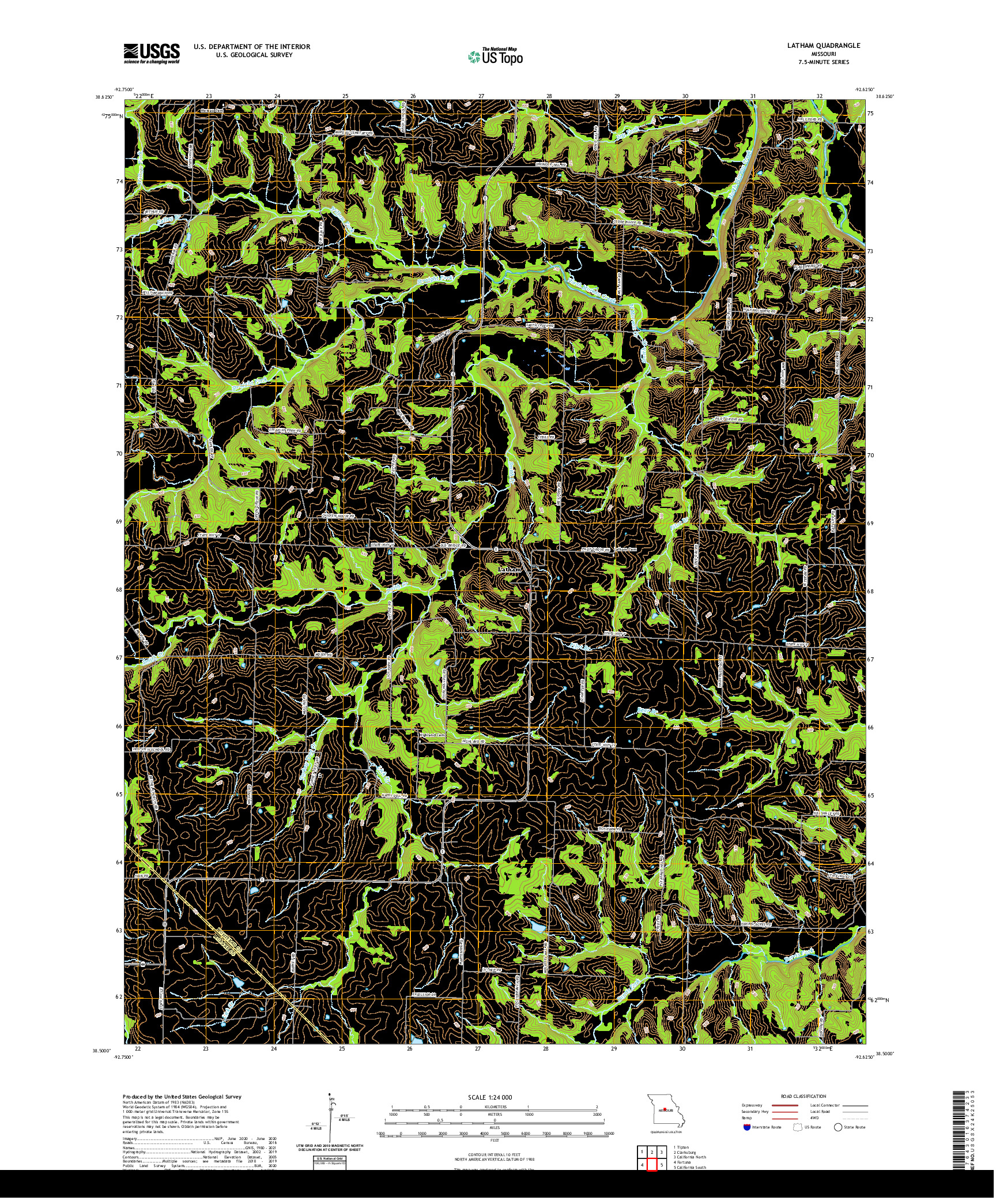 USGS US TOPO 7.5-MINUTE MAP FOR LATHAM, MO 2021