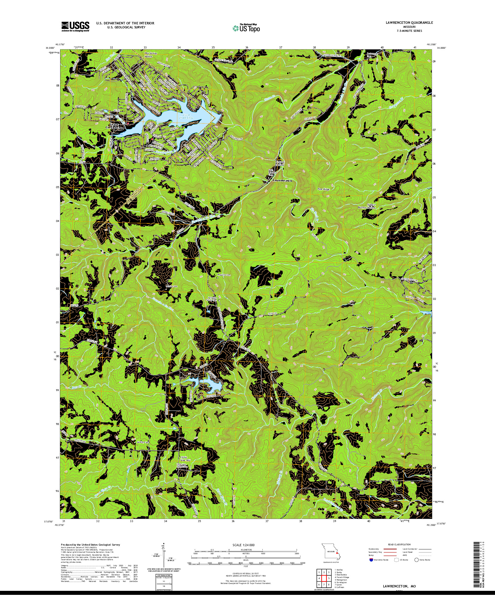 USGS US TOPO 7.5-MINUTE MAP FOR LAWRENCETON, MO 2021