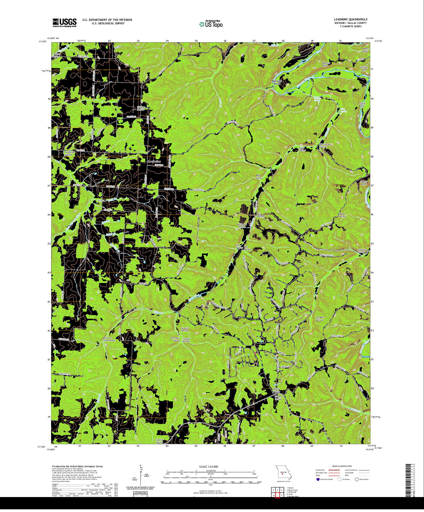 USGS US TOPO 7.5-MINUTE MAP FOR LEADMINE, MO 2021