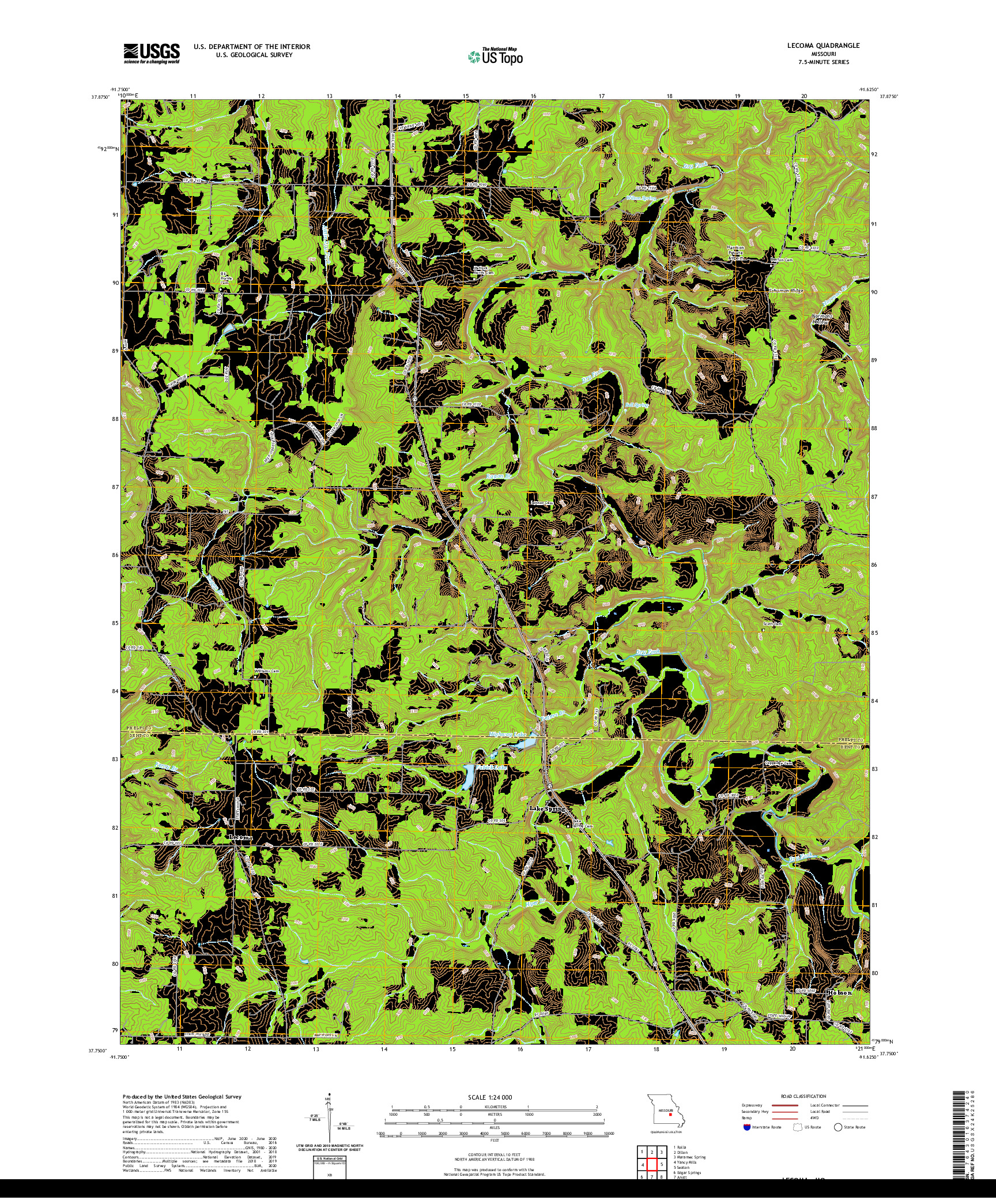 USGS US TOPO 7.5-MINUTE MAP FOR LECOMA, MO 2021