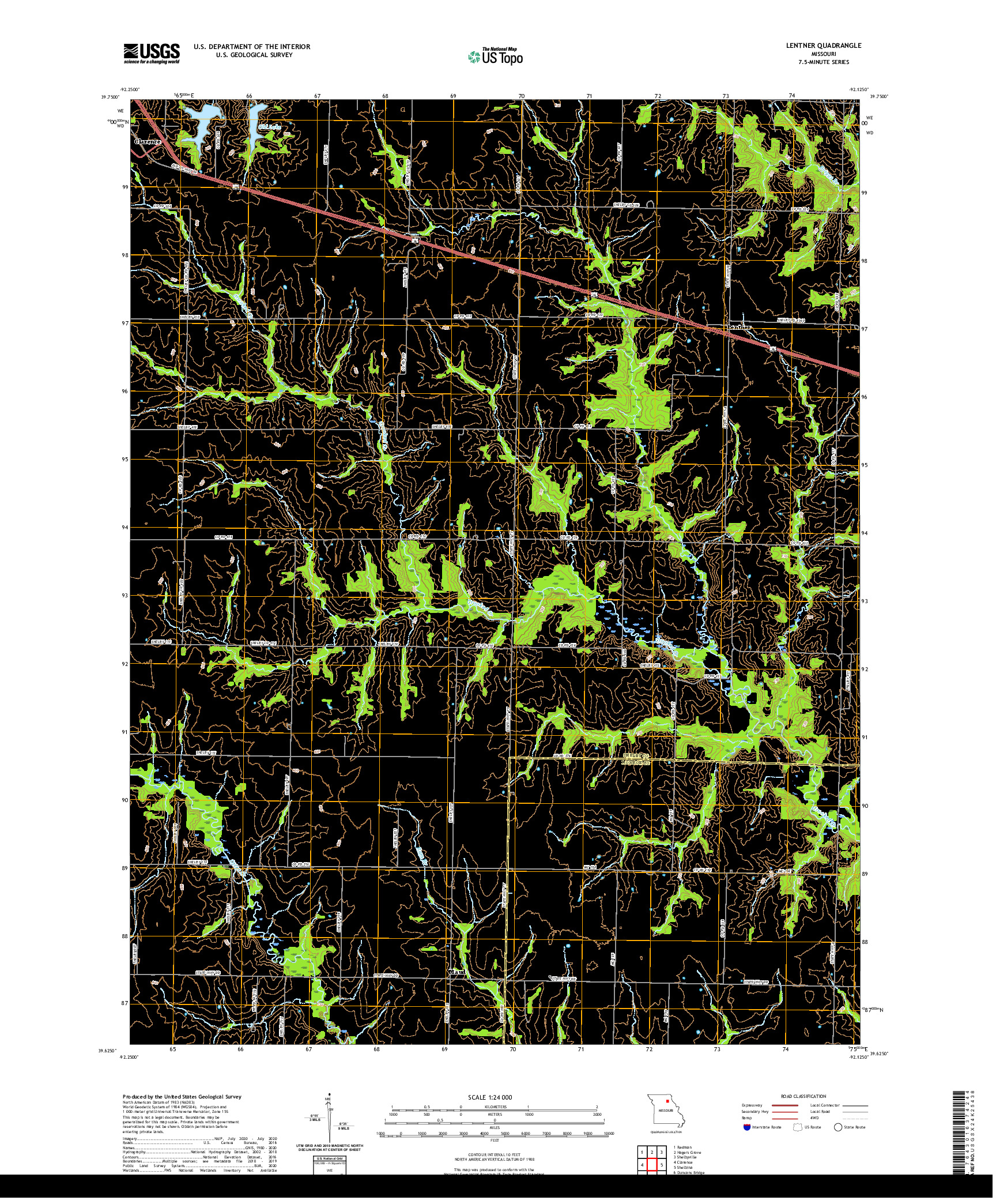 USGS US TOPO 7.5-MINUTE MAP FOR LENTNER, MO 2021