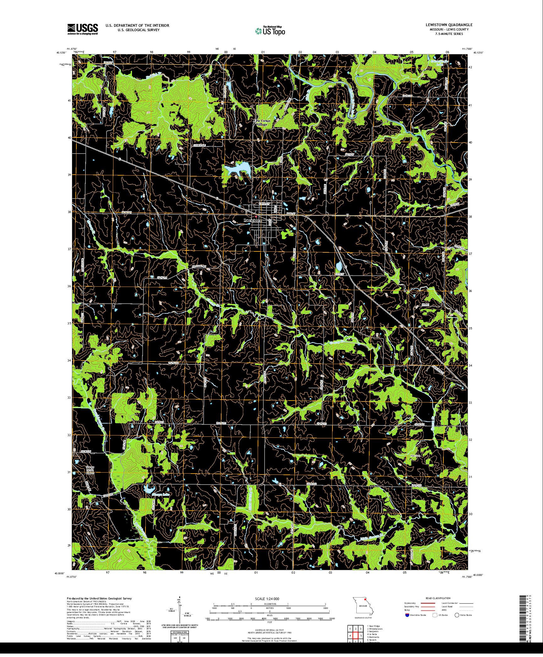 USGS US TOPO 7.5-MINUTE MAP FOR LEWISTOWN, MO 2021