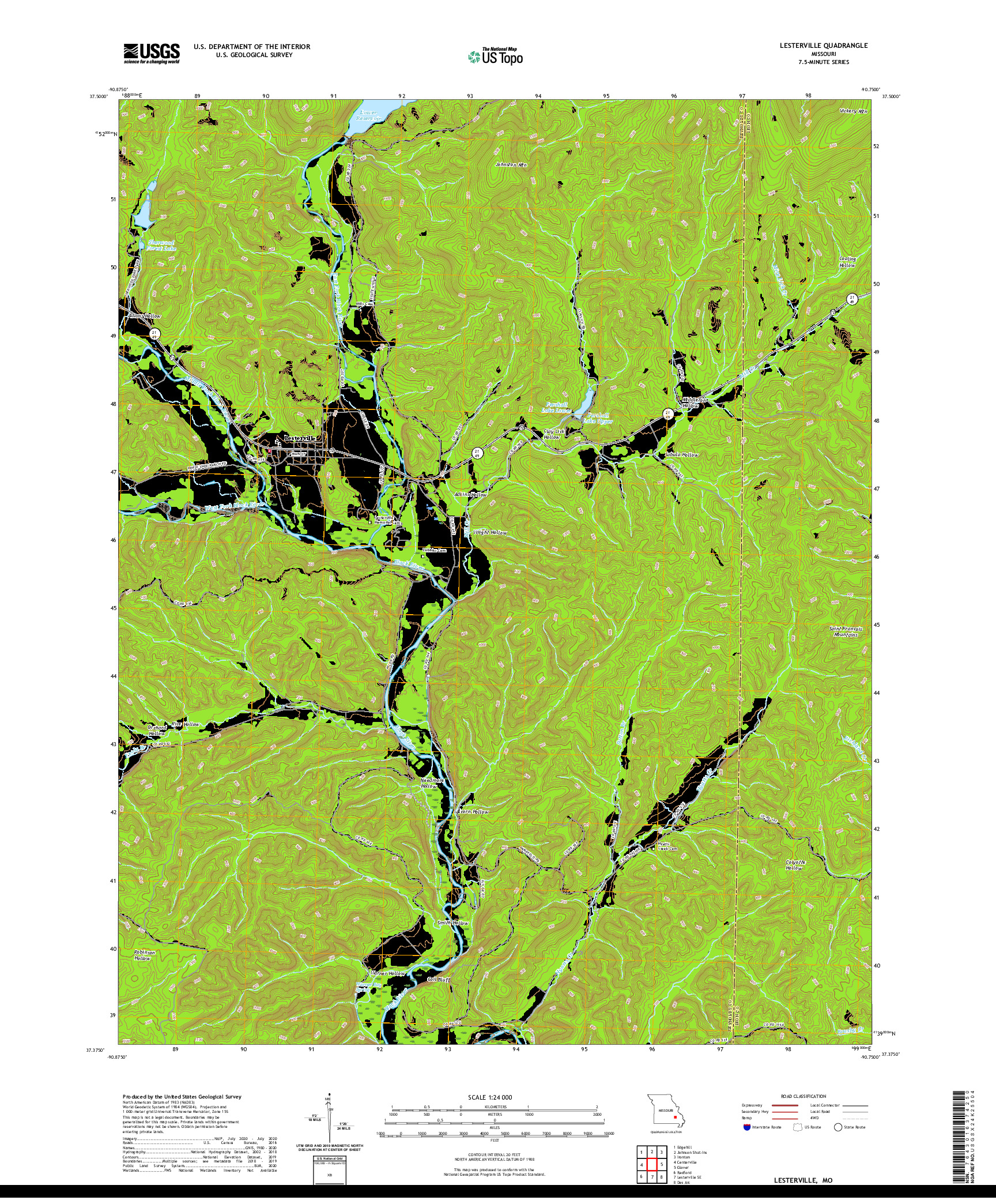 USGS US TOPO 7.5-MINUTE MAP FOR LESTERVILLE, MO 2021