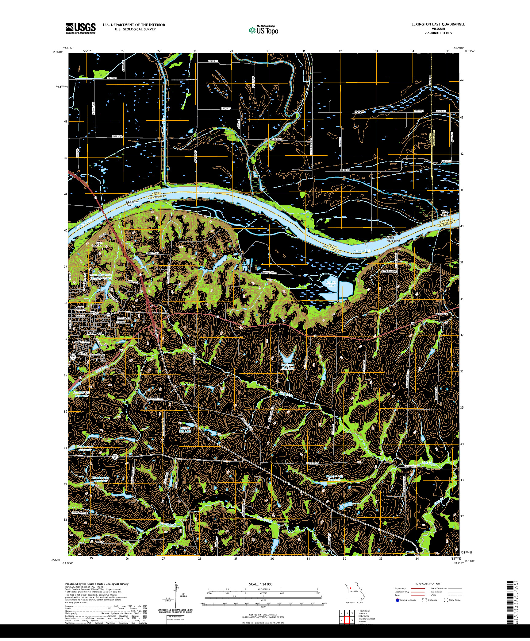 USGS US TOPO 7.5-MINUTE MAP FOR LEXINGTON EAST, MO 2021