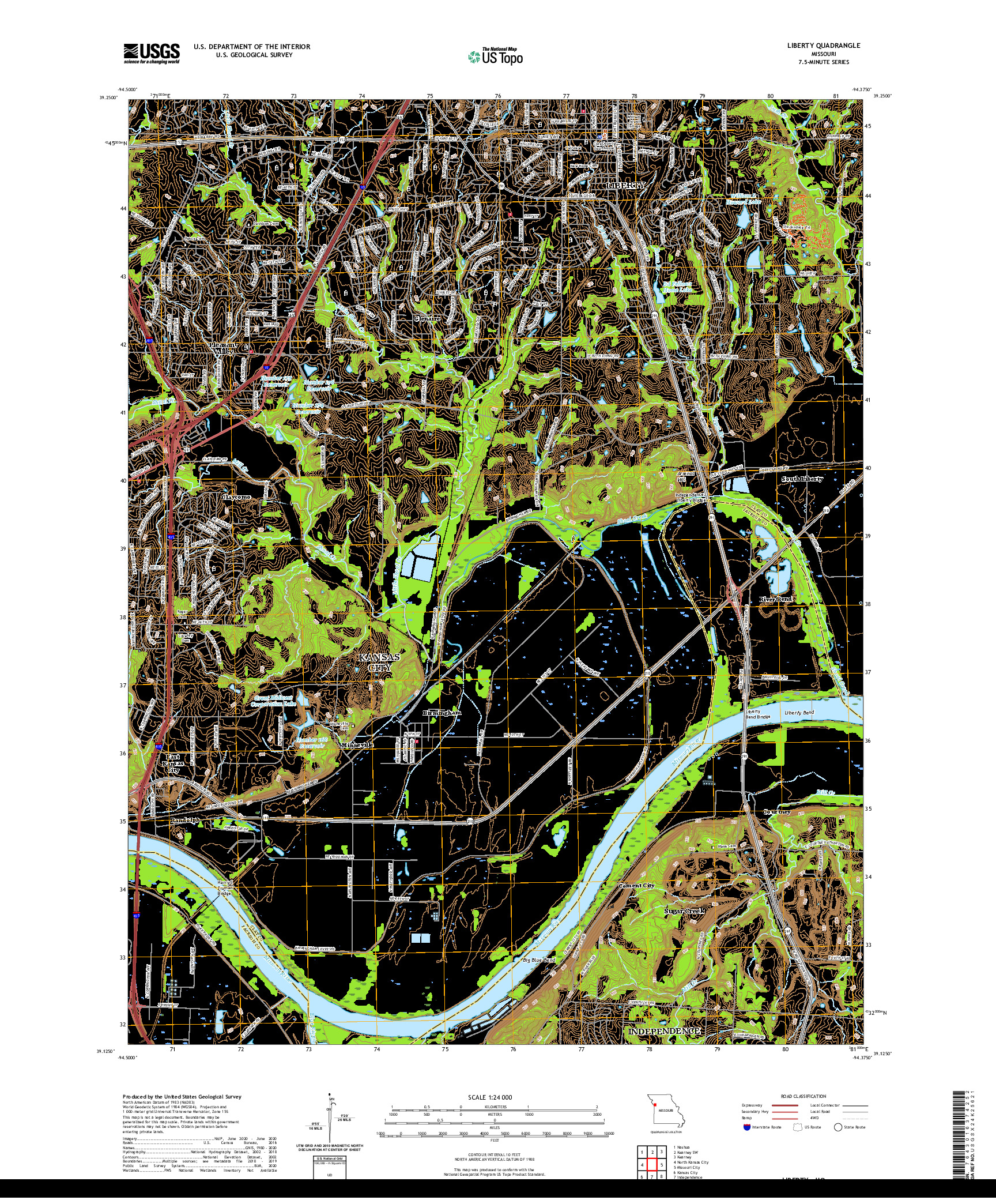 USGS US TOPO 7.5-MINUTE MAP FOR LIBERTY, MO 2021