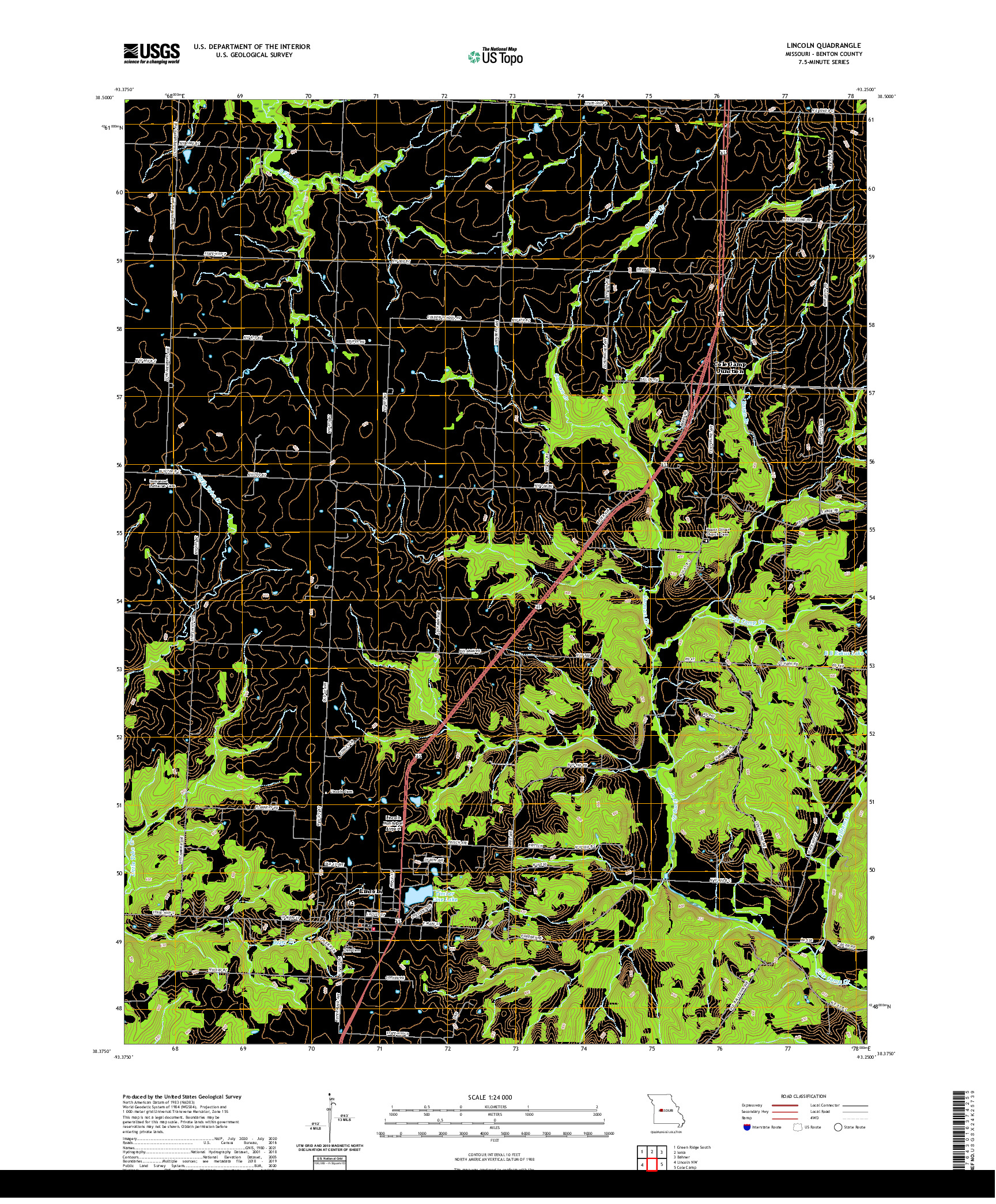 USGS US TOPO 7.5-MINUTE MAP FOR LINCOLN, MO 2021
