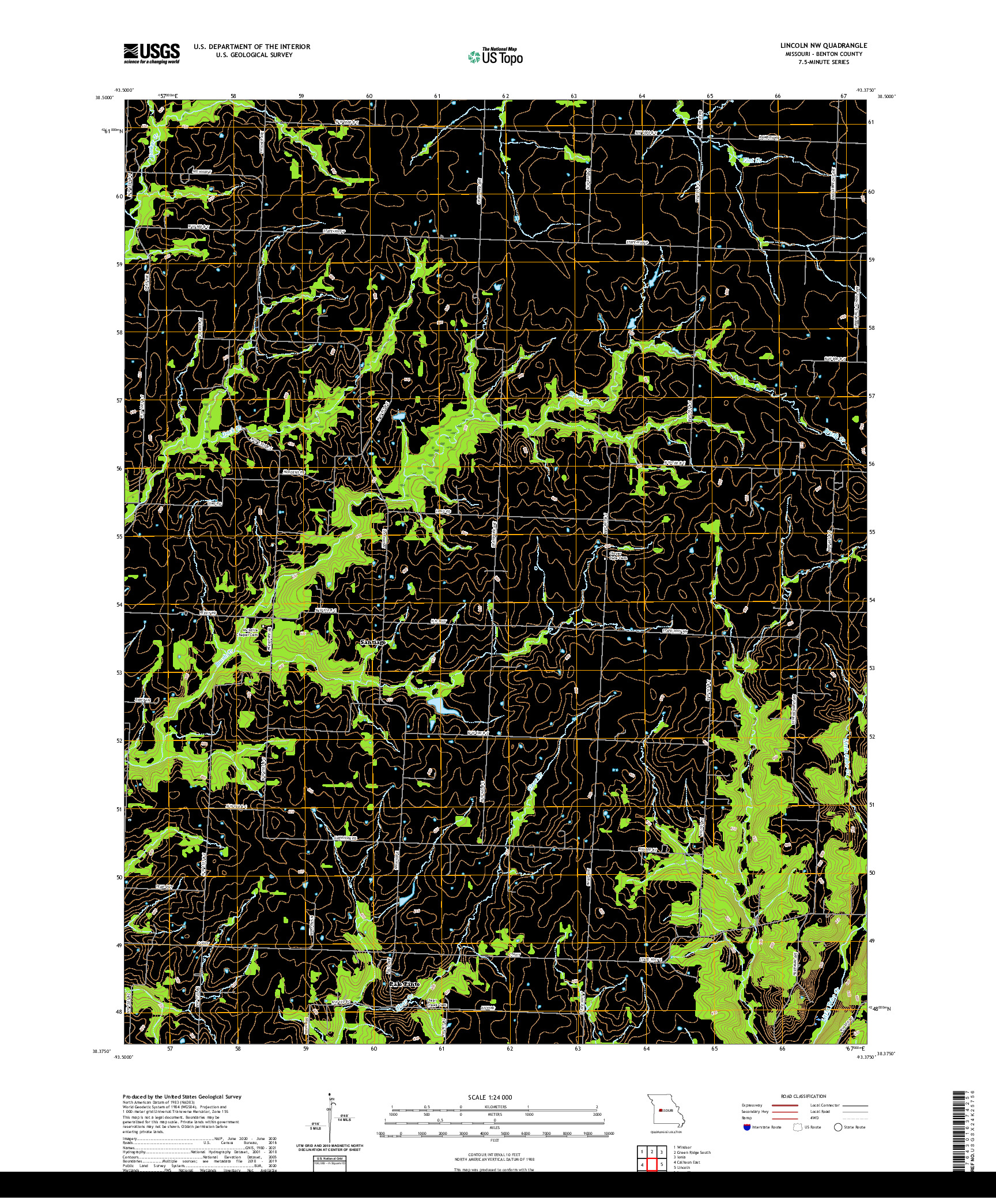 USGS US TOPO 7.5-MINUTE MAP FOR LINCOLN NW, MO 2021