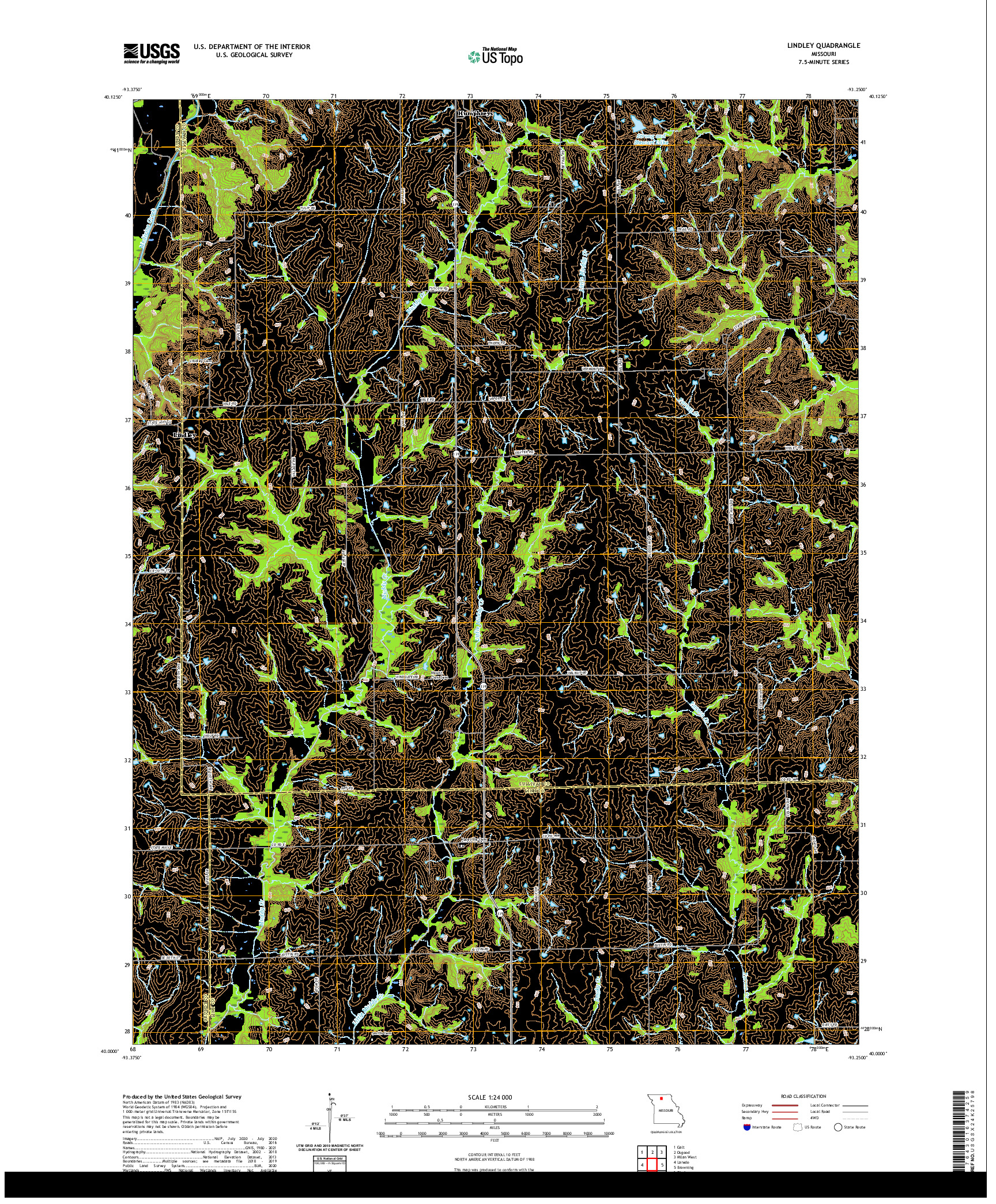 USGS US TOPO 7.5-MINUTE MAP FOR LINDLEY, MO 2021