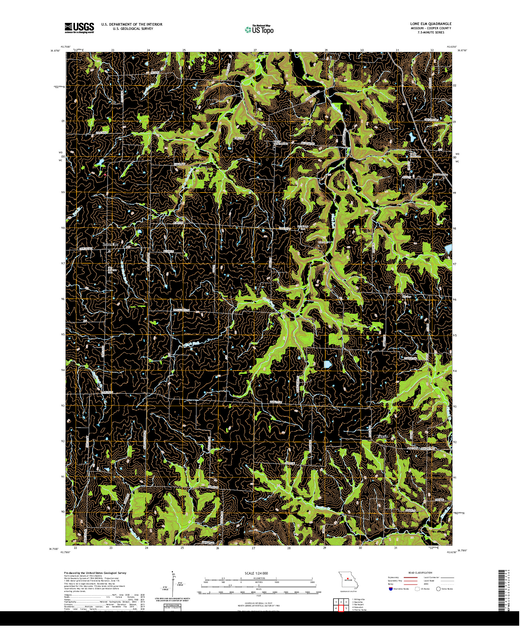 USGS US TOPO 7.5-MINUTE MAP FOR LONE ELM, MO 2021