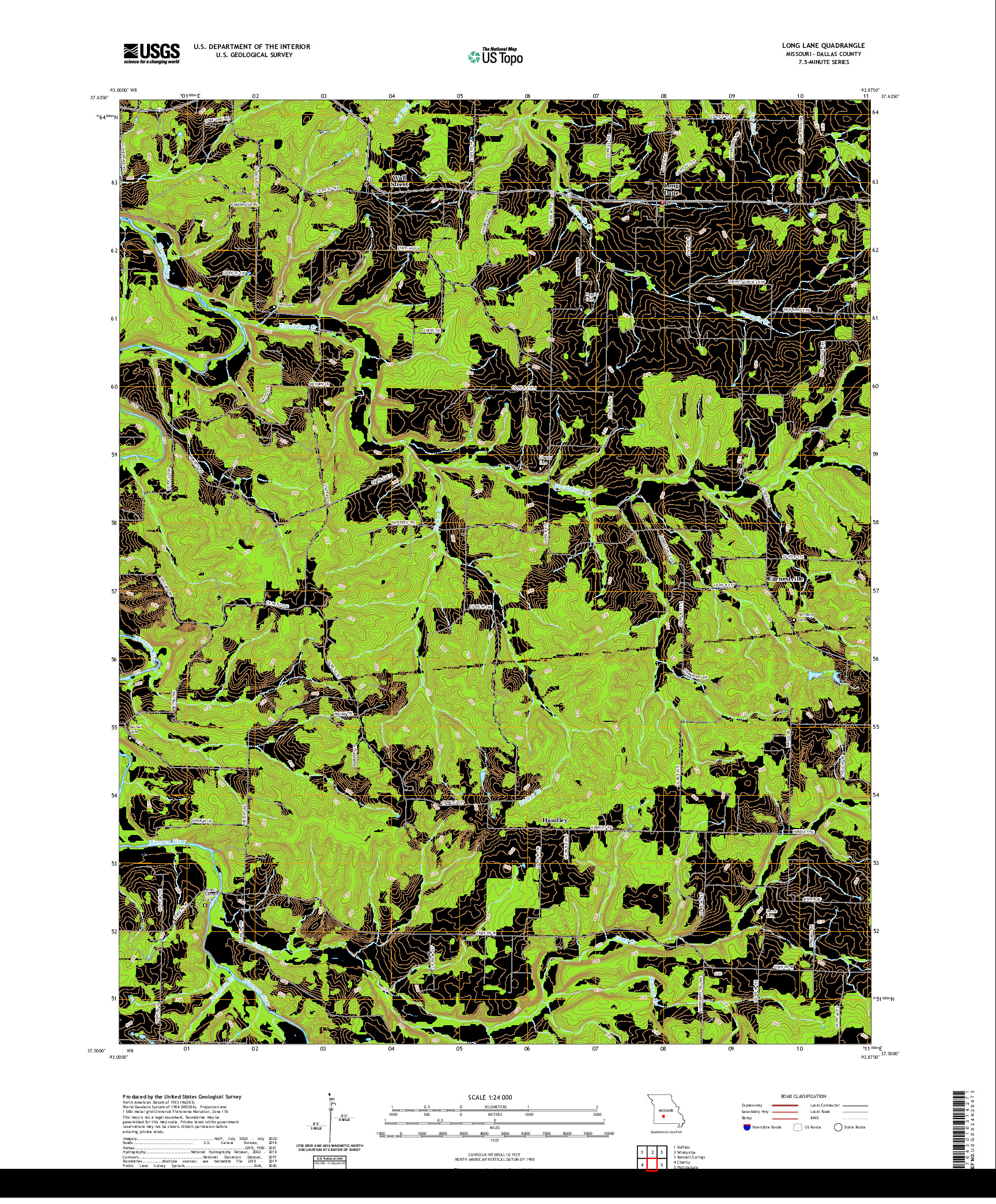 USGS US TOPO 7.5-MINUTE MAP FOR LONG LANE, MO 2021