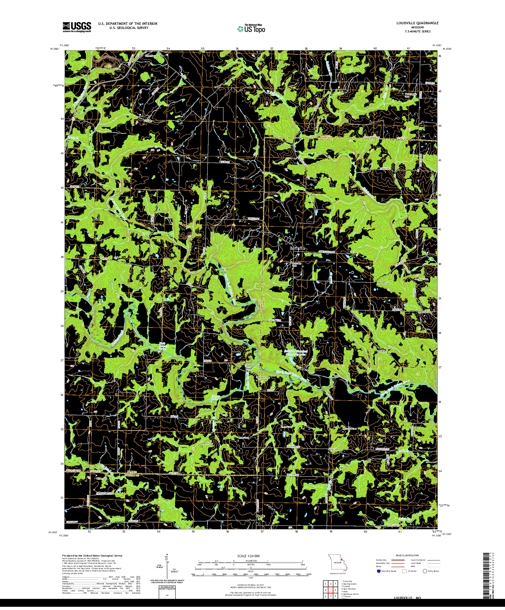 USGS US TOPO 7.5-MINUTE MAP FOR LOUISVILLE, MO 2021