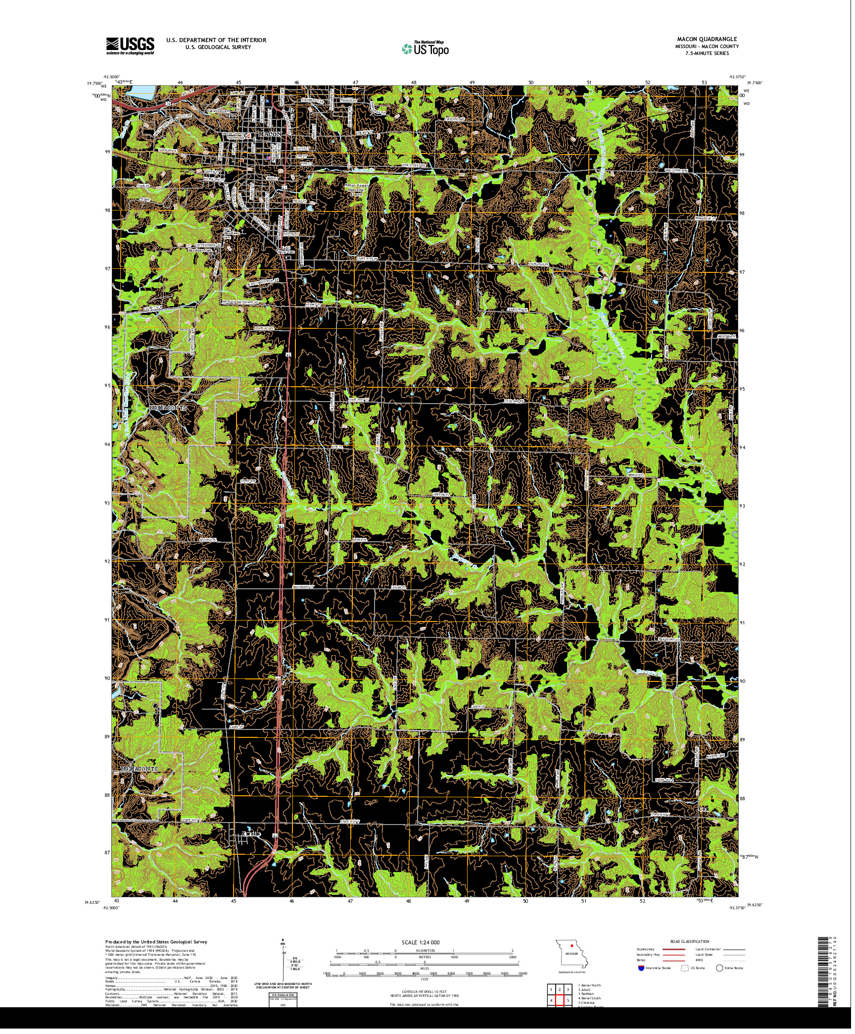 USGS US TOPO 7.5-MINUTE MAP FOR MACON, MO 2021