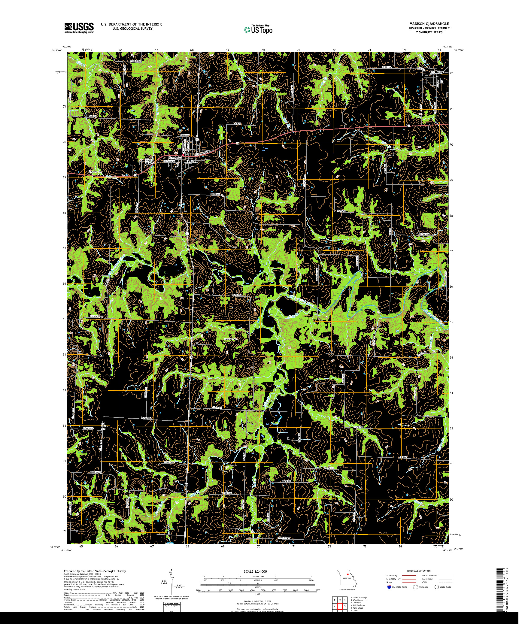 USGS US TOPO 7.5-MINUTE MAP FOR MADISON, MO 2021