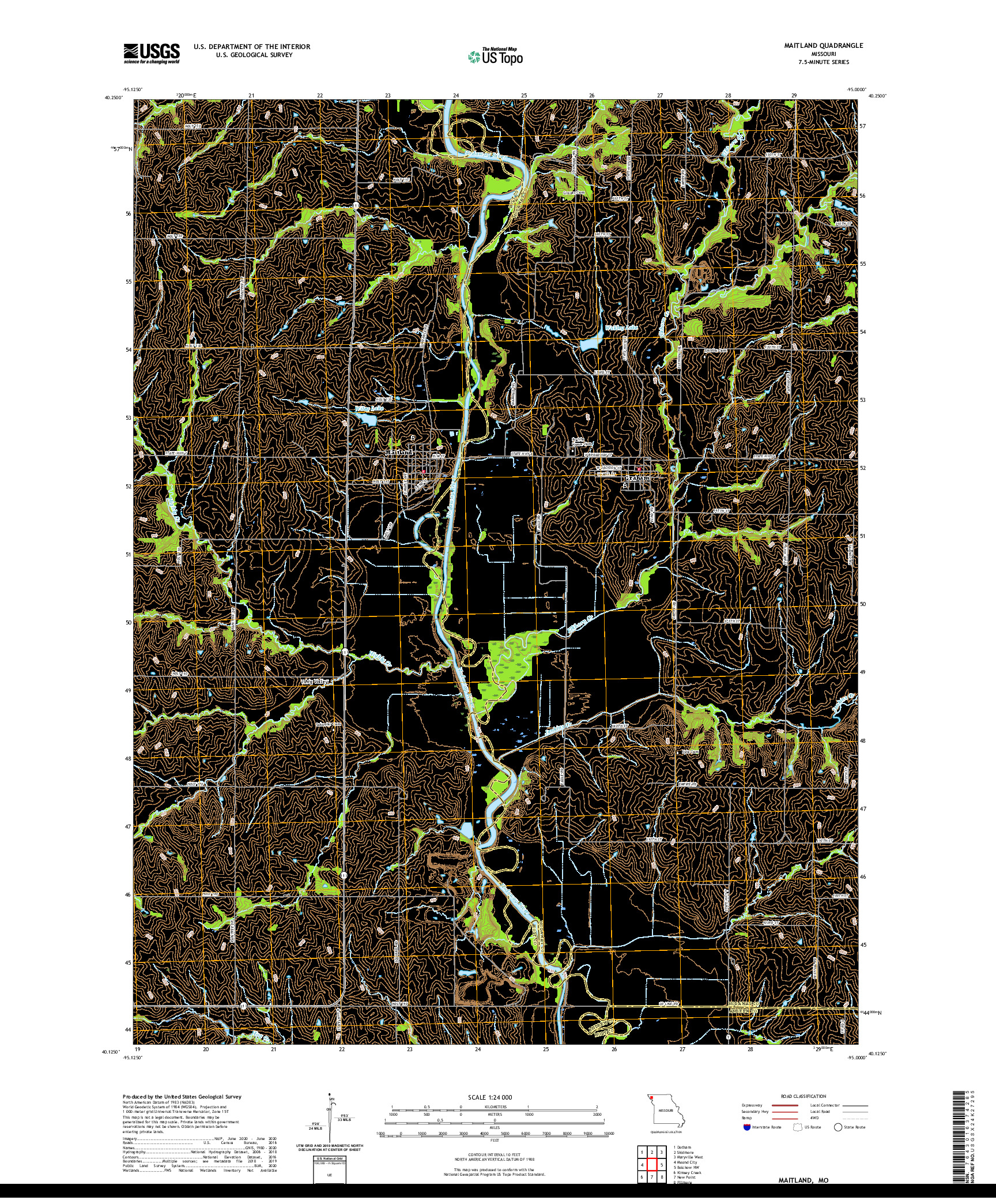 USGS US TOPO 7.5-MINUTE MAP FOR MAITLAND, MO 2021