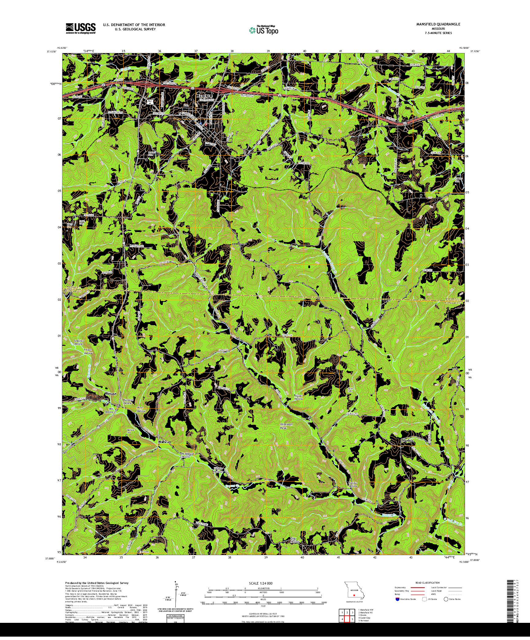 USGS US TOPO 7.5-MINUTE MAP FOR MANSFIELD, MO 2021