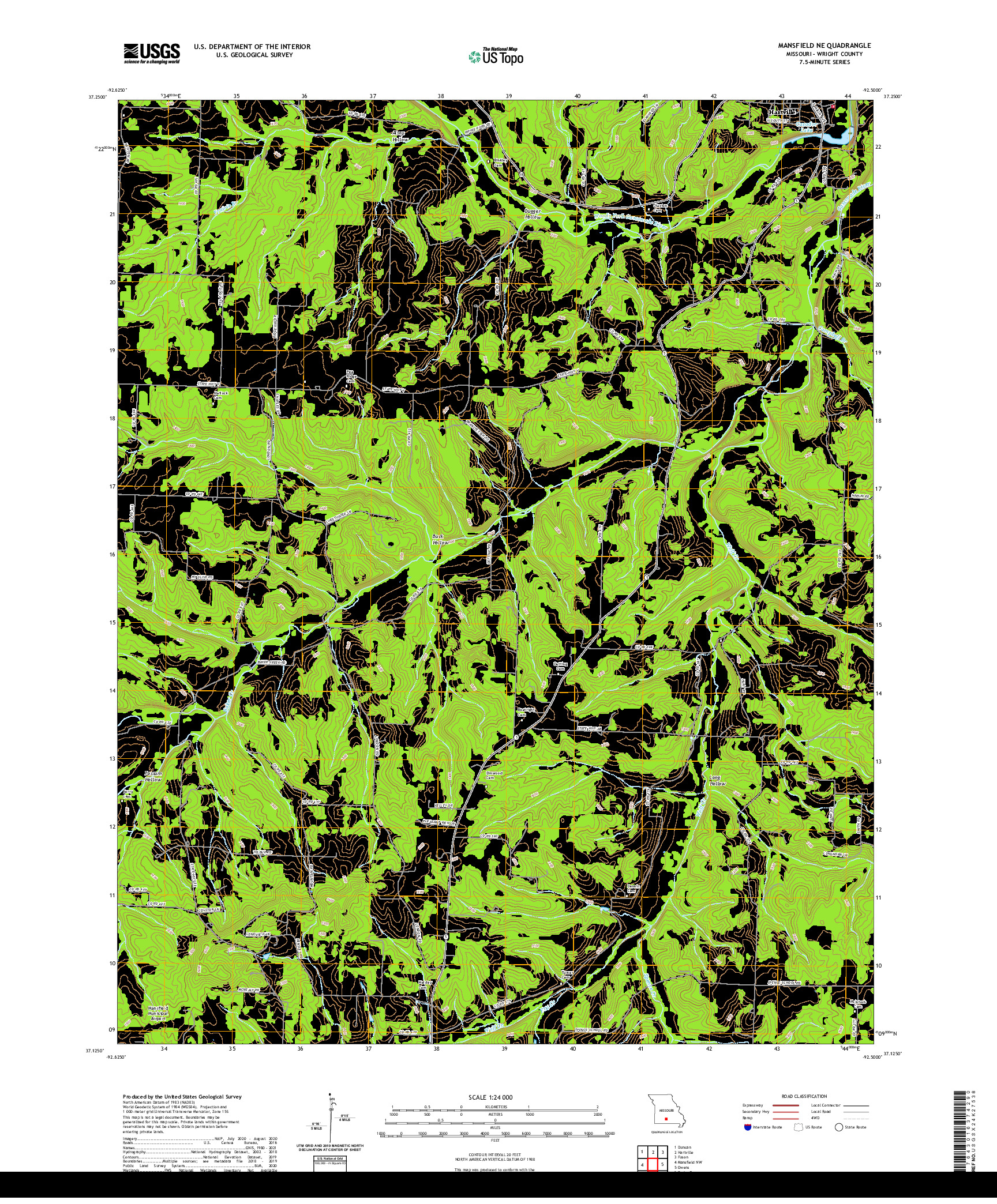 USGS US TOPO 7.5-MINUTE MAP FOR MANSFIELD NE, MO 2021