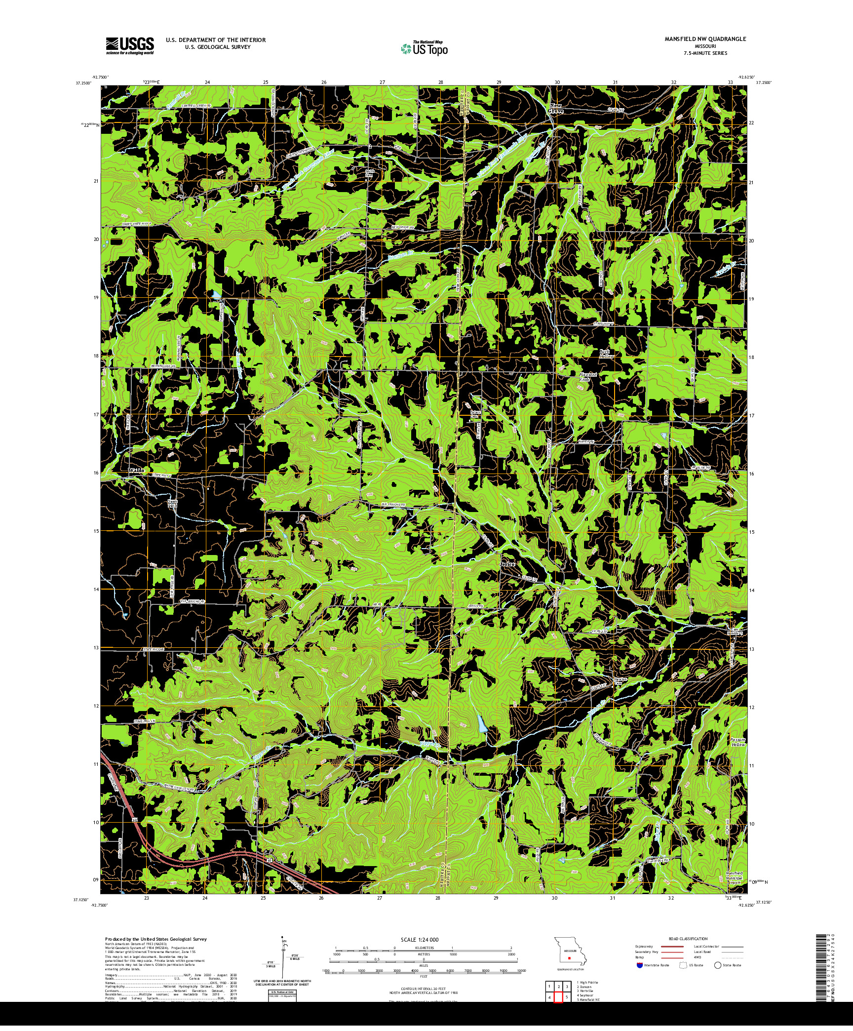 USGS US TOPO 7.5-MINUTE MAP FOR MANSFIELD NW, MO 2021