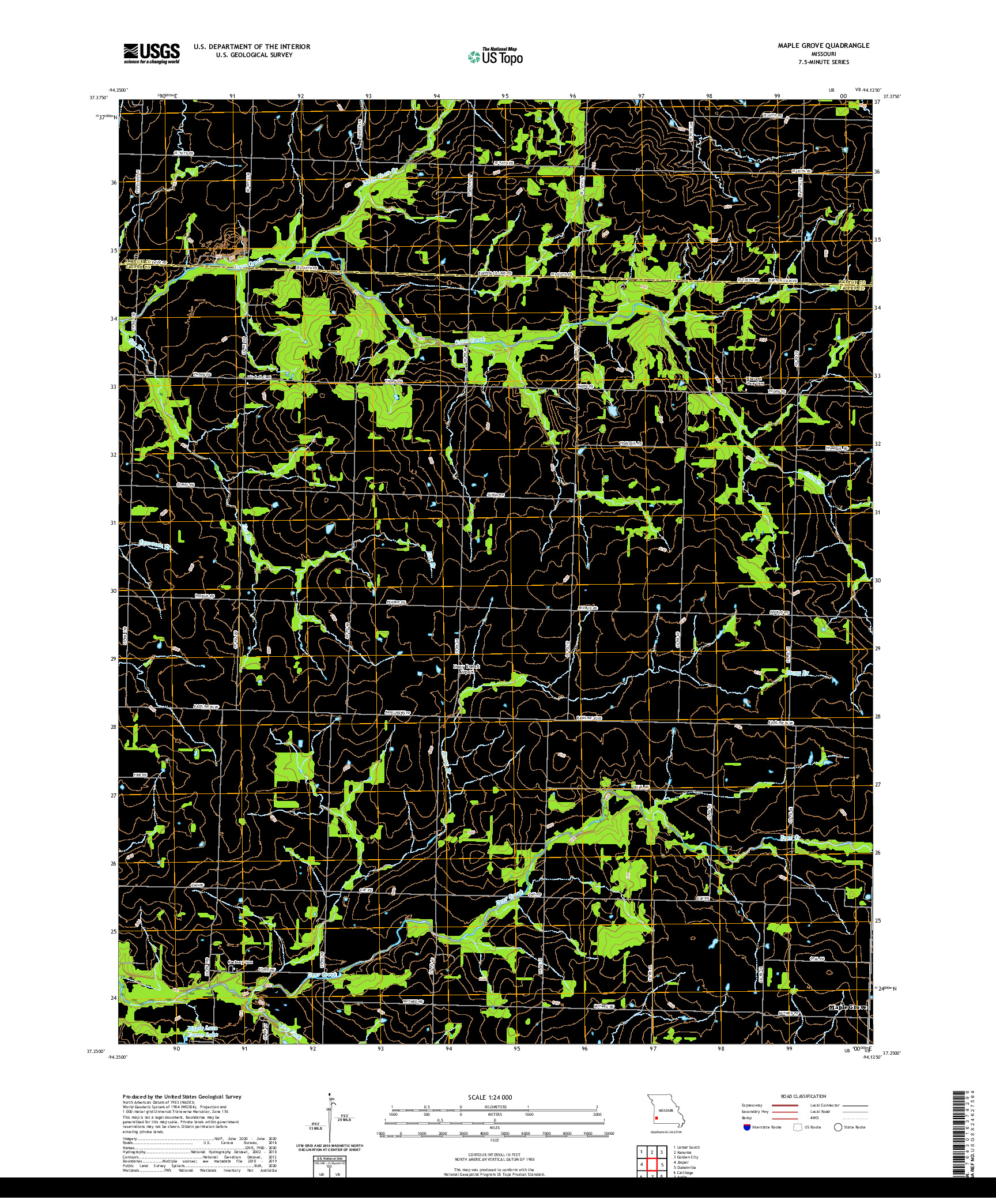 USGS US TOPO 7.5-MINUTE MAP FOR MAPLE GROVE, MO 2021