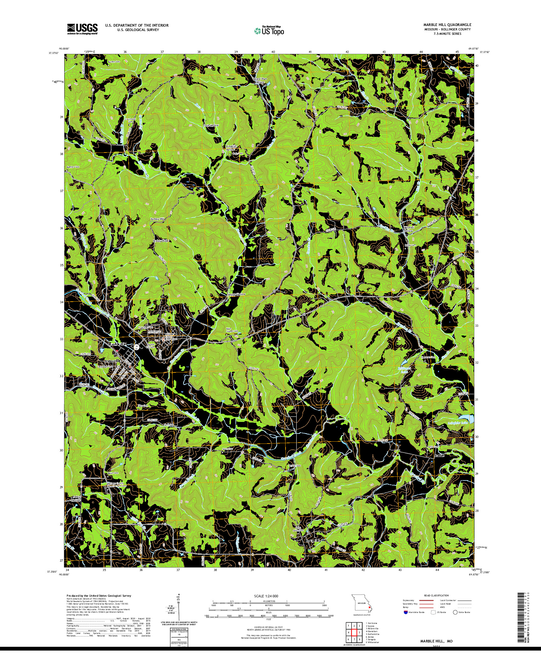 USGS US TOPO 7.5-MINUTE MAP FOR MARBLE HILL, MO 2021