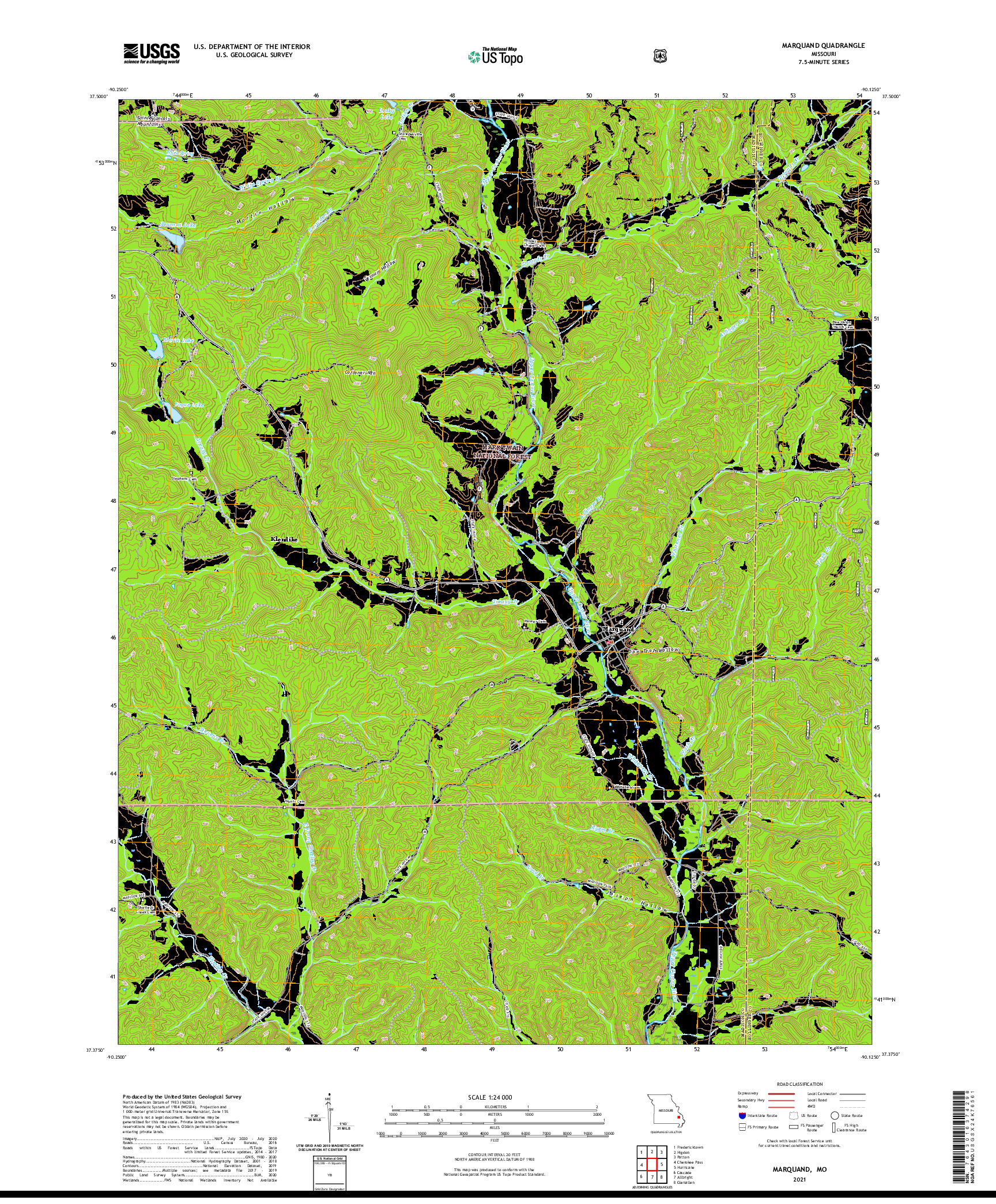 USGS US TOPO 7.5-MINUTE MAP FOR MARQUAND, MO 2021