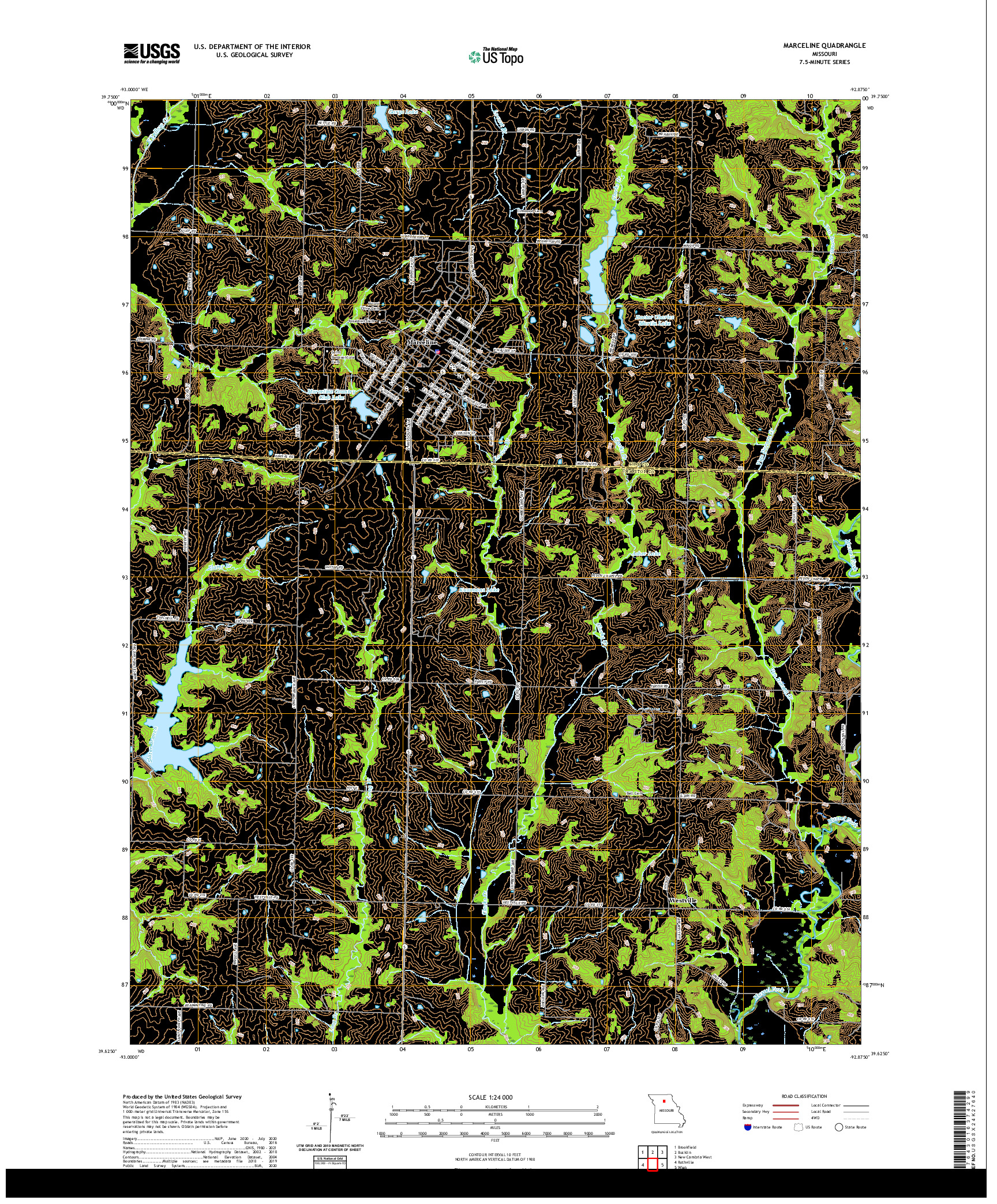 USGS US TOPO 7.5-MINUTE MAP FOR MARCELINE, MO 2021
