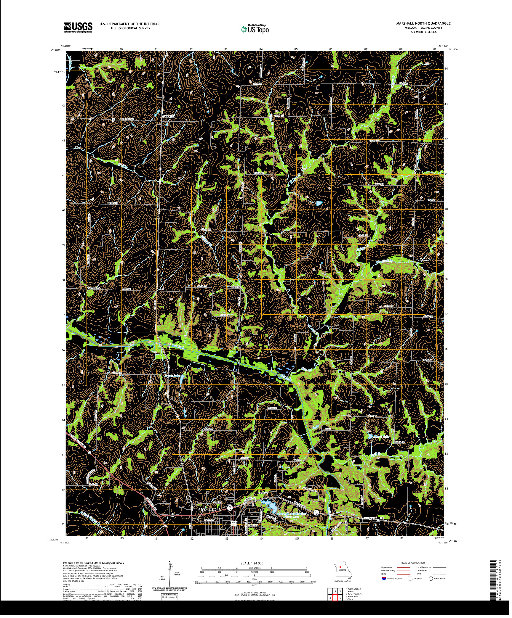 USGS US TOPO 7.5-MINUTE MAP FOR MARSHALL NORTH, MO 2021