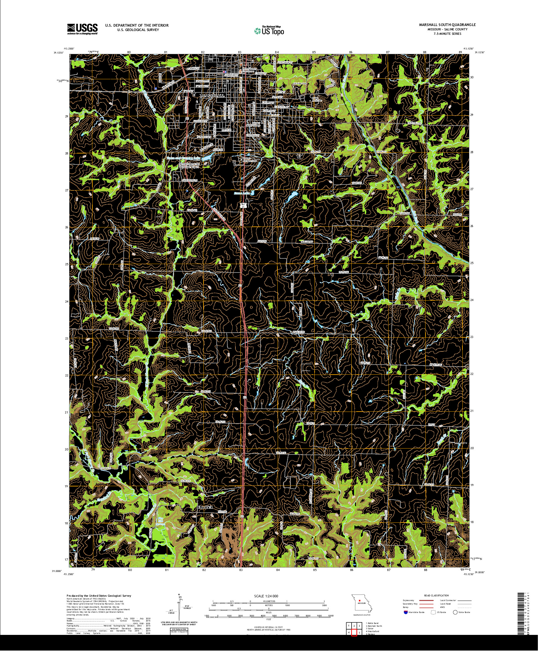 USGS US TOPO 7.5-MINUTE MAP FOR MARSHALL SOUTH, MO 2021