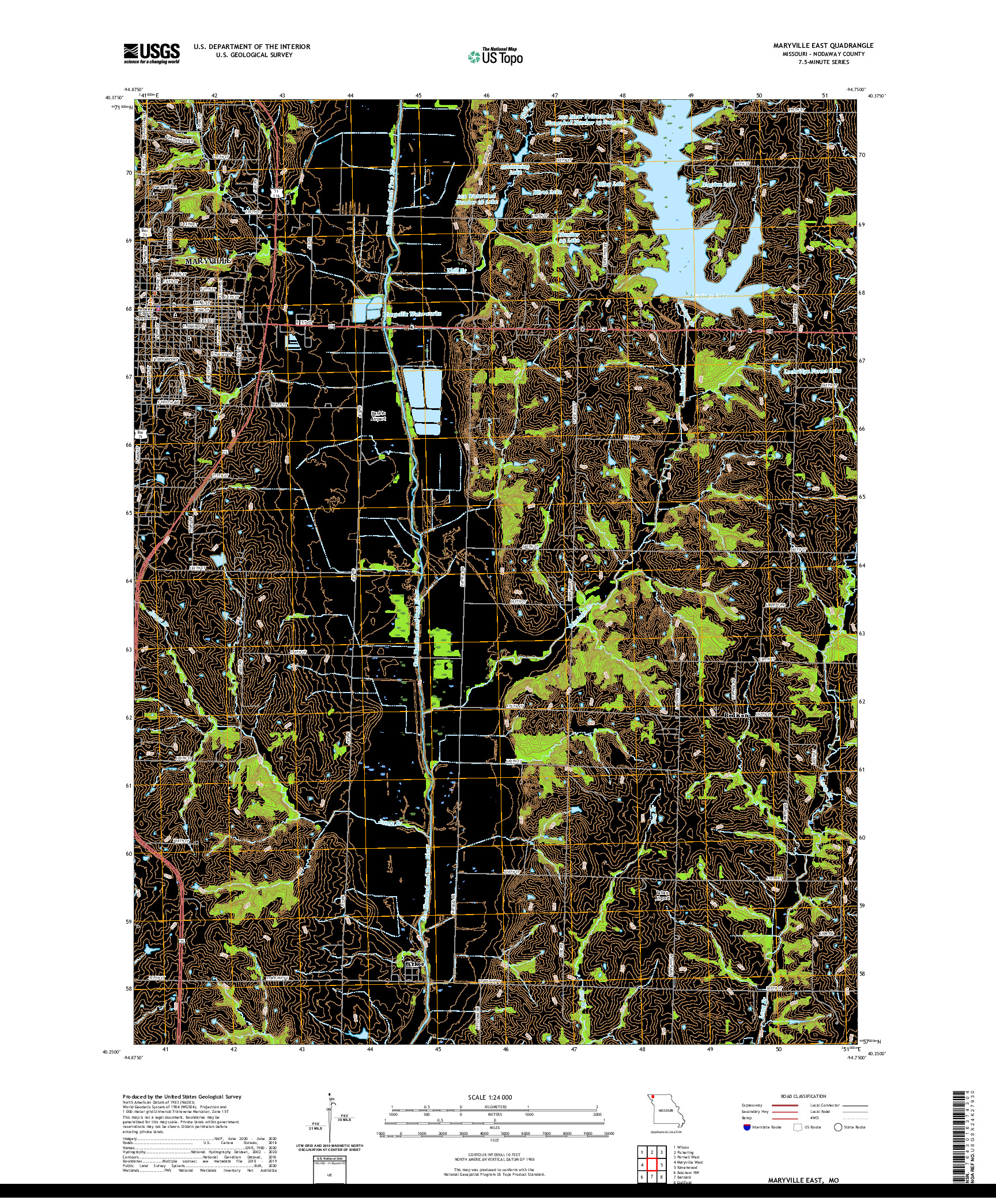 USGS US TOPO 7.5-MINUTE MAP FOR MARYVILLE EAST, MO 2021