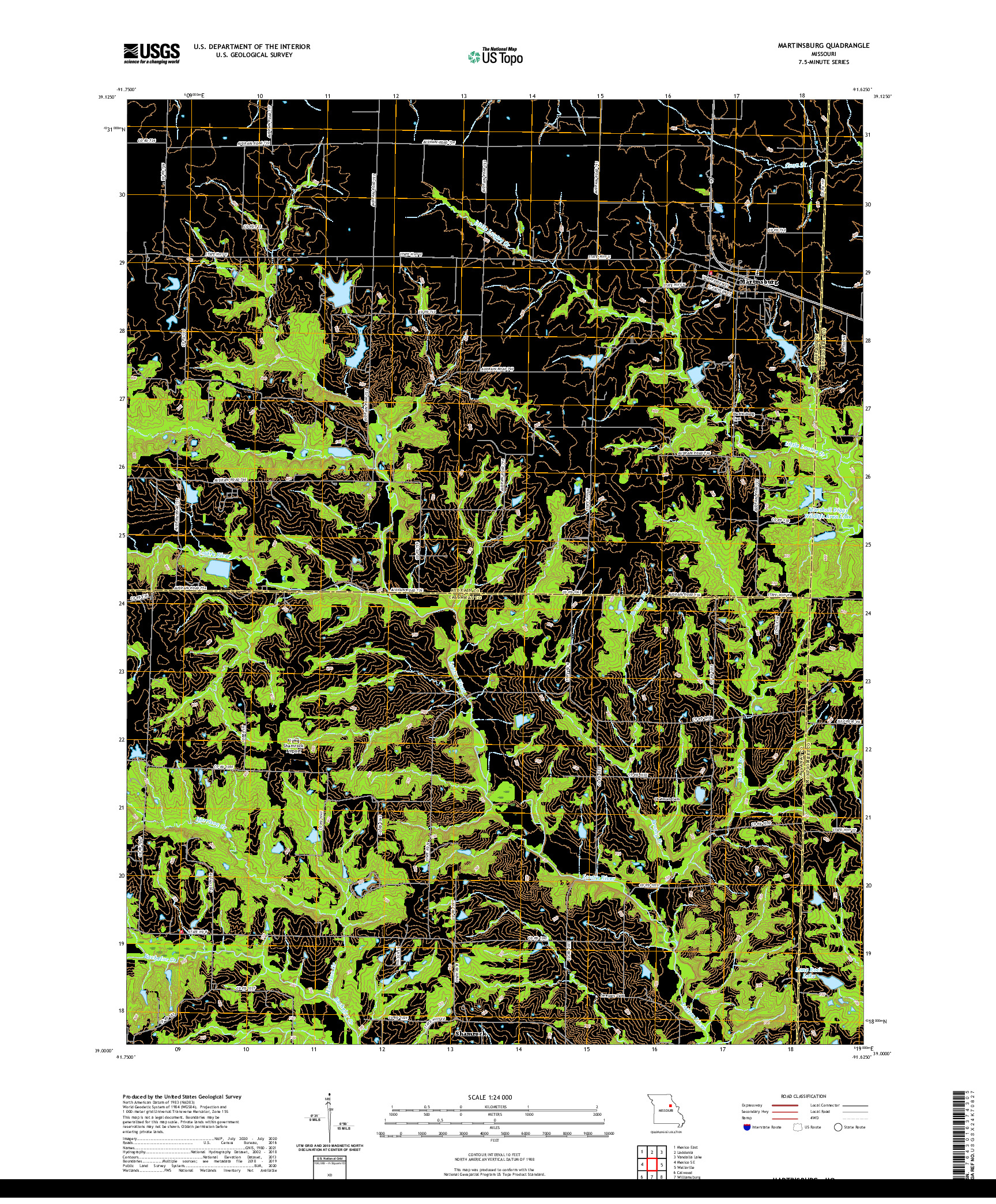 USGS US TOPO 7.5-MINUTE MAP FOR MARTINSBURG, MO 2021