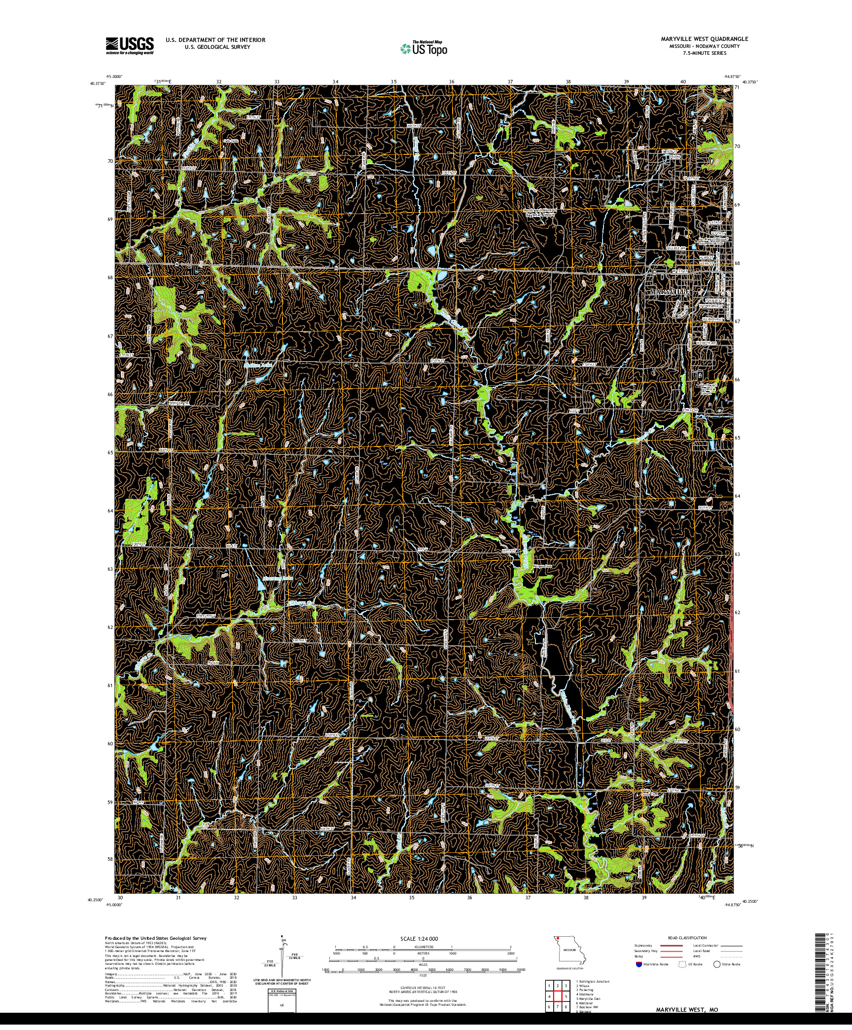 USGS US TOPO 7.5-MINUTE MAP FOR MARYVILLE WEST, MO 2021