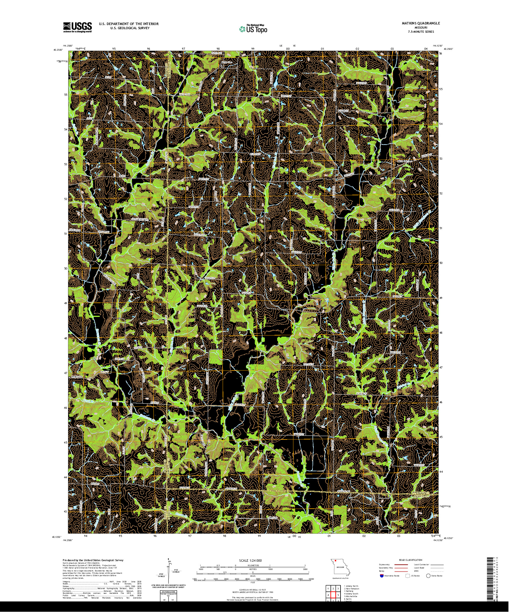 USGS US TOPO 7.5-MINUTE MAP FOR MATKINS, MO 2021