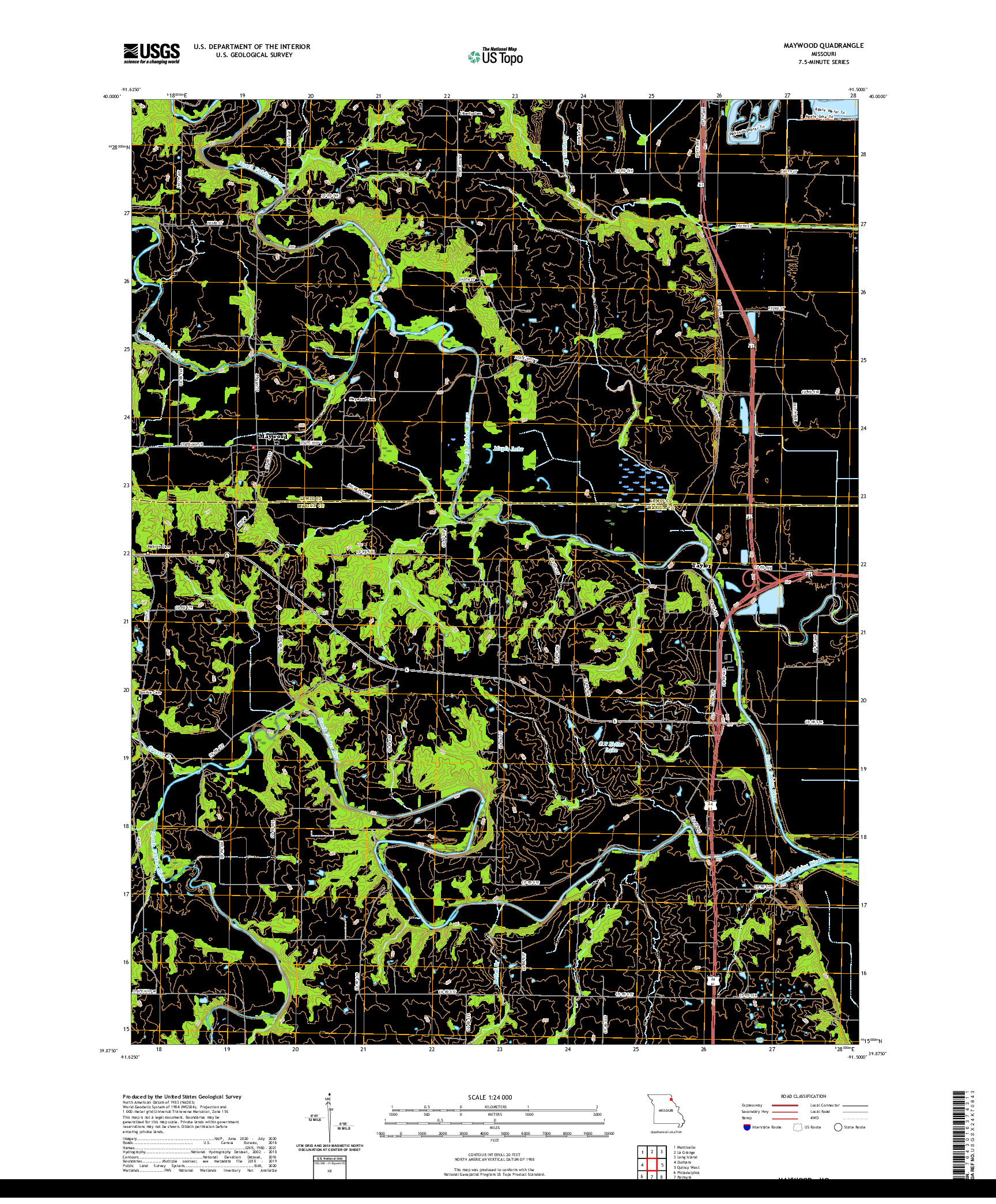 USGS US TOPO 7.5-MINUTE MAP FOR MAYWOOD, MO 2021